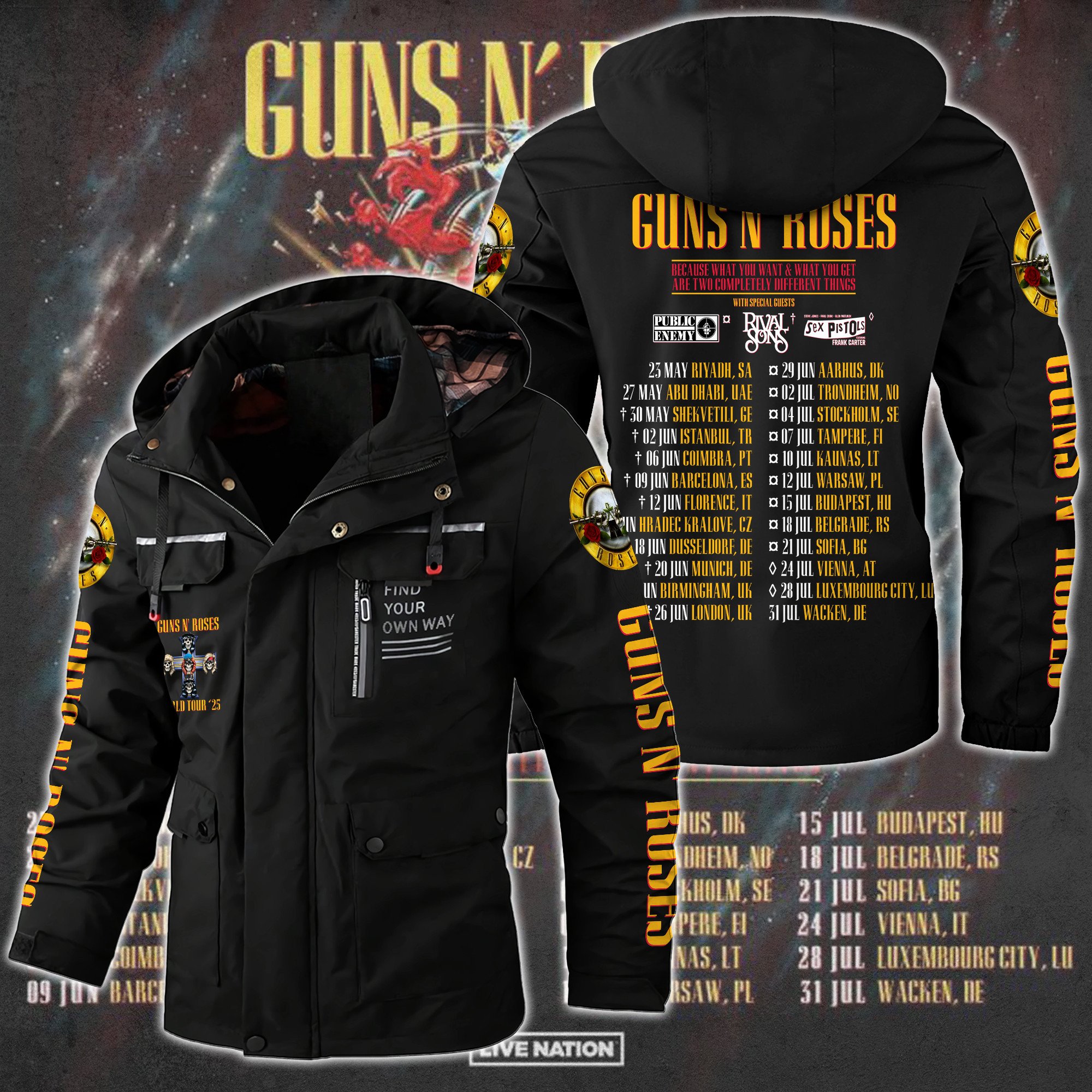 Guns N' Roses Music Style Parka Jacket For Fans