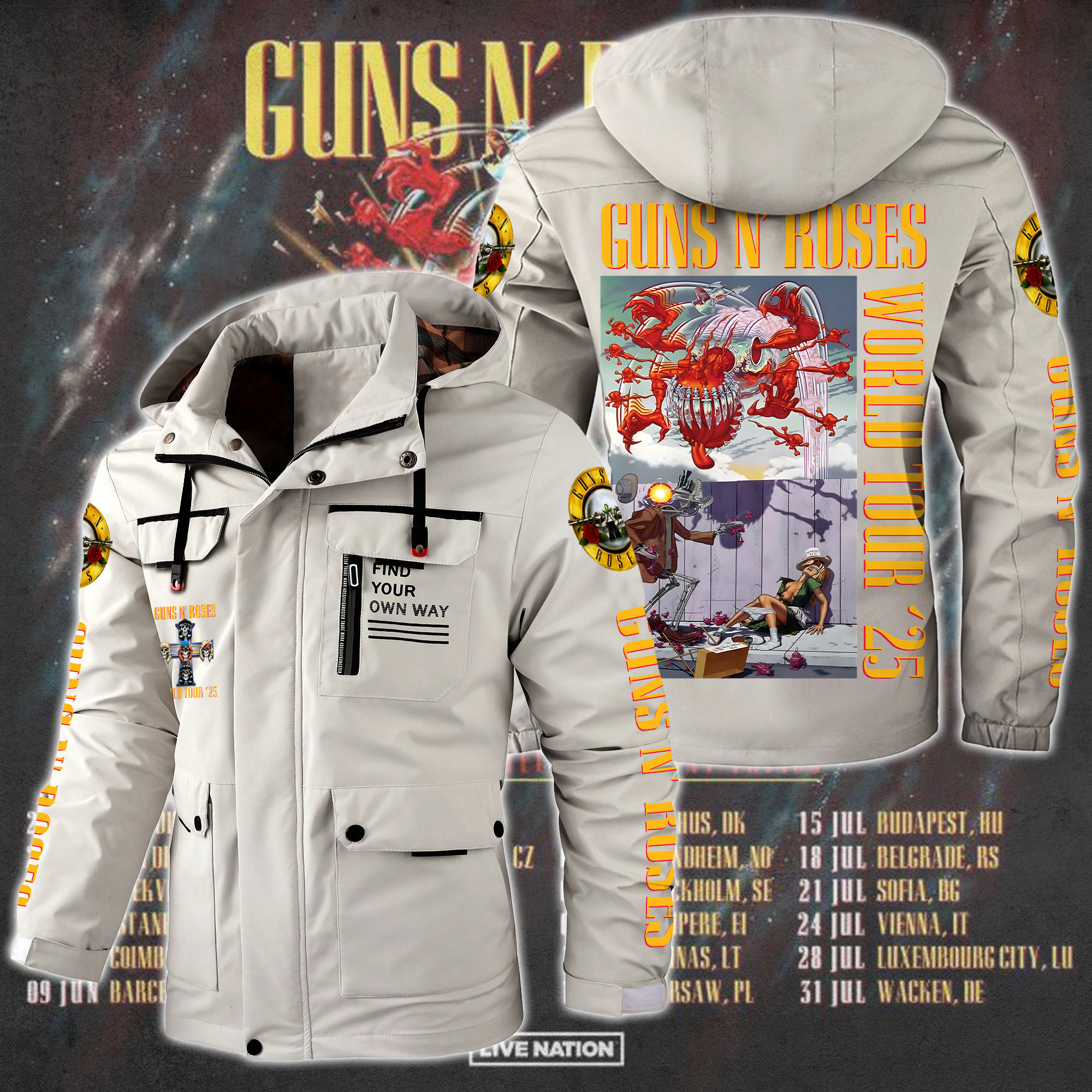 Guns N' Roses Music Style Parka Jacket For Fans