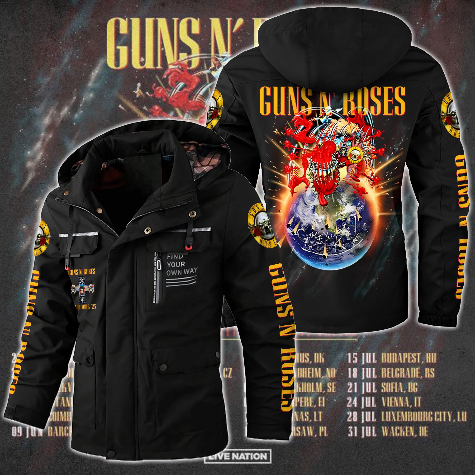 Guns N' Roses Music Style Parka Jacket For Fans