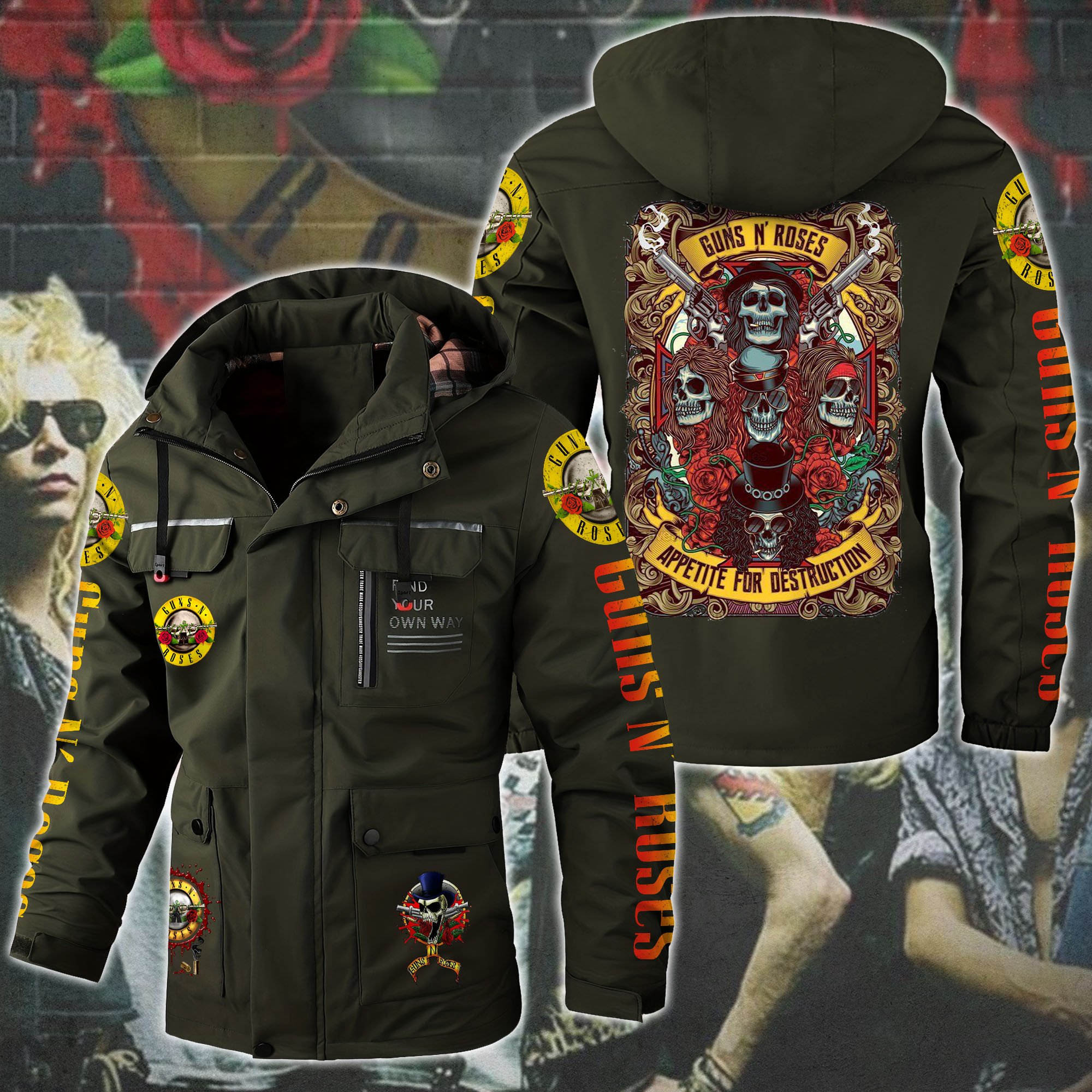 Guns N' Roses Music Style Parka Jacket For Fans