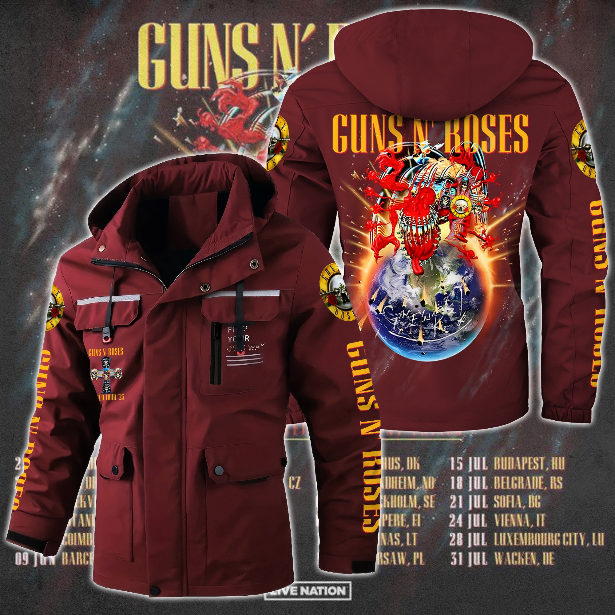 Guns N' Roses Music Style Parka Jacket For Fans