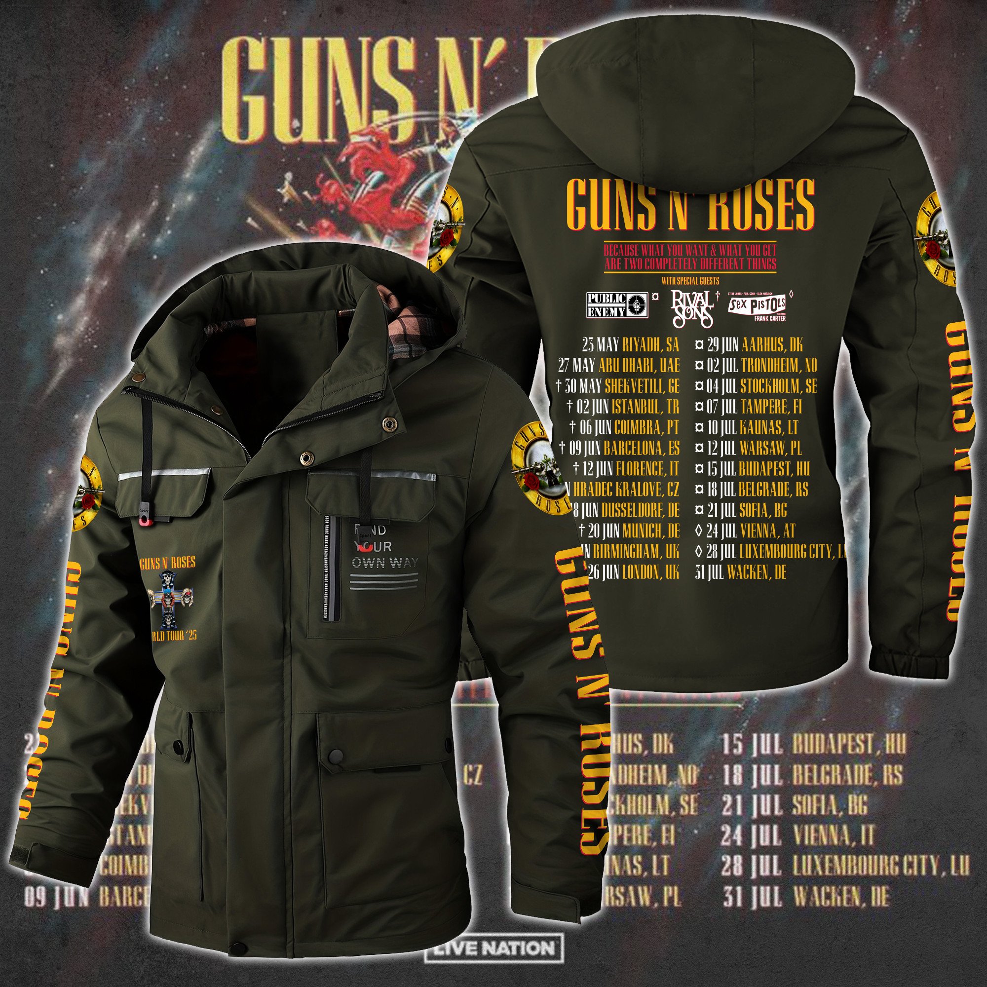 Guns N' Roses Music Style Parka Jacket For Fans