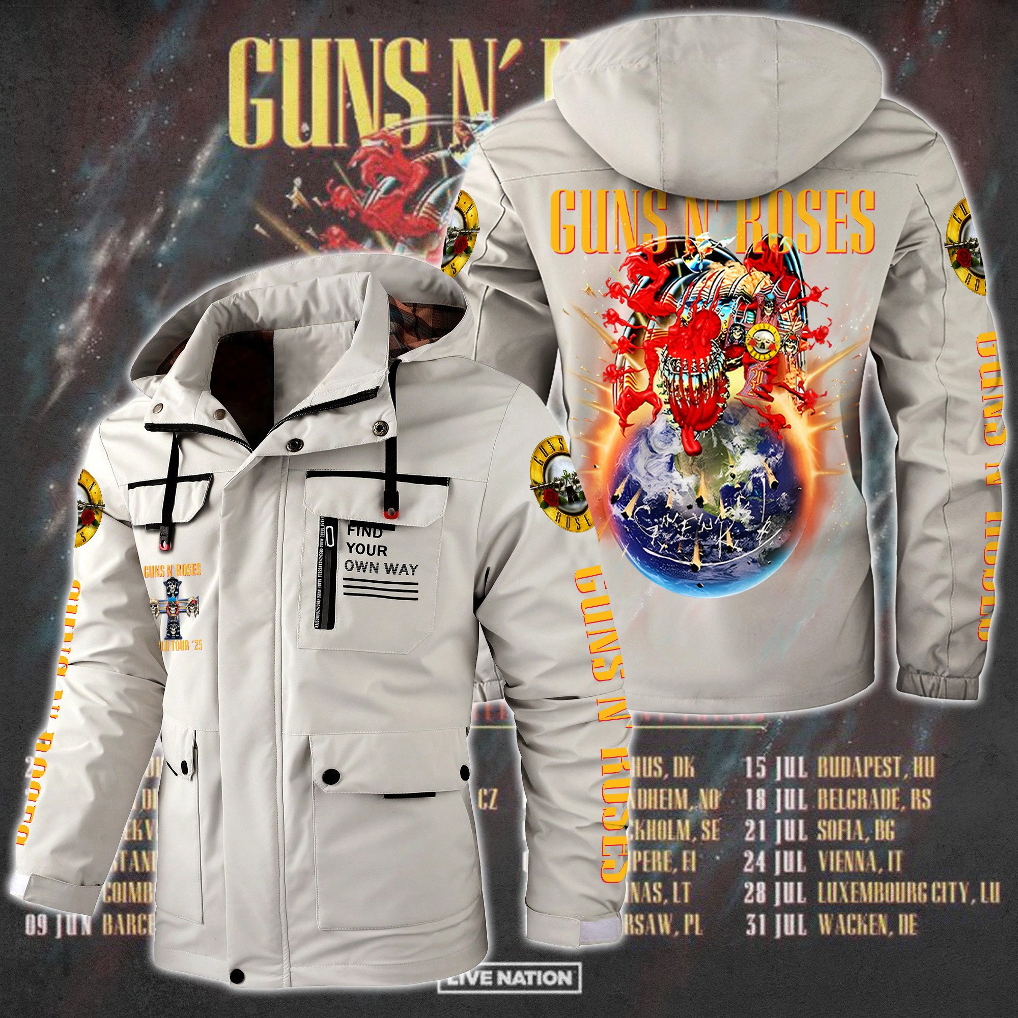 Guns N' Roses Music Style Parka Jacket For Fans