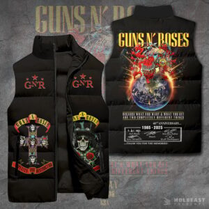 Guns N' Roses Music Style Sleeveless Puffer Jacket For Fans