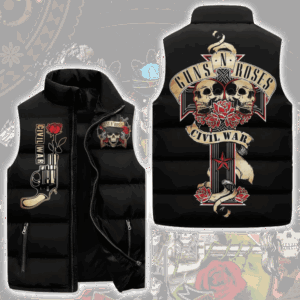 Guns N' Roses Music Style Sleeveless Puffer Jacket For Fans