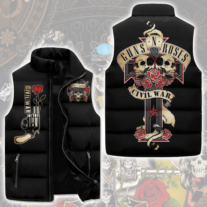 Guns N' Roses Music Style Sleeveless Puffer Jacket For Fans