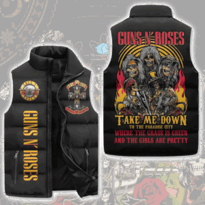 Guns N' Roses Music Style Sleeveless Puffer Jacket For Fans