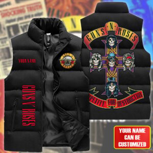 Guns N' Roses Music Style Sleeveless Puffer Jacket For Fans