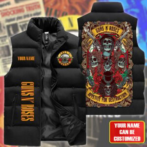 Guns N' Roses Music Style Sleeveless Puffer Jacket For Fans