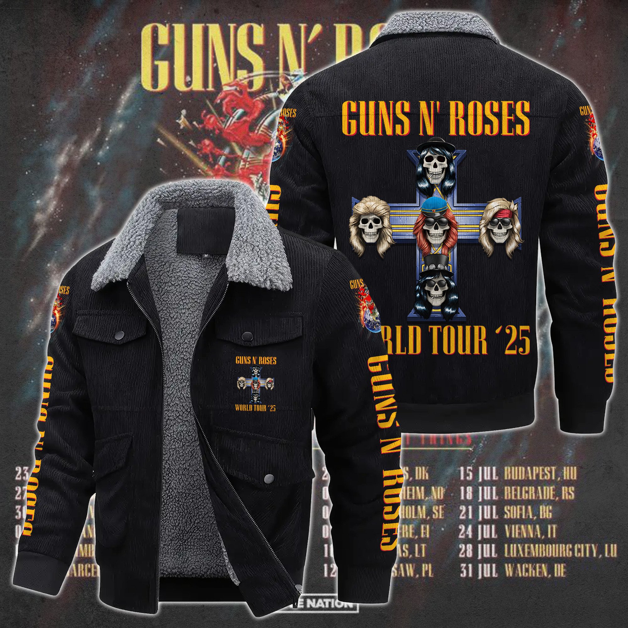 Guns N' Roses Music Style Thermal Cotton Jacket Prim For Fans