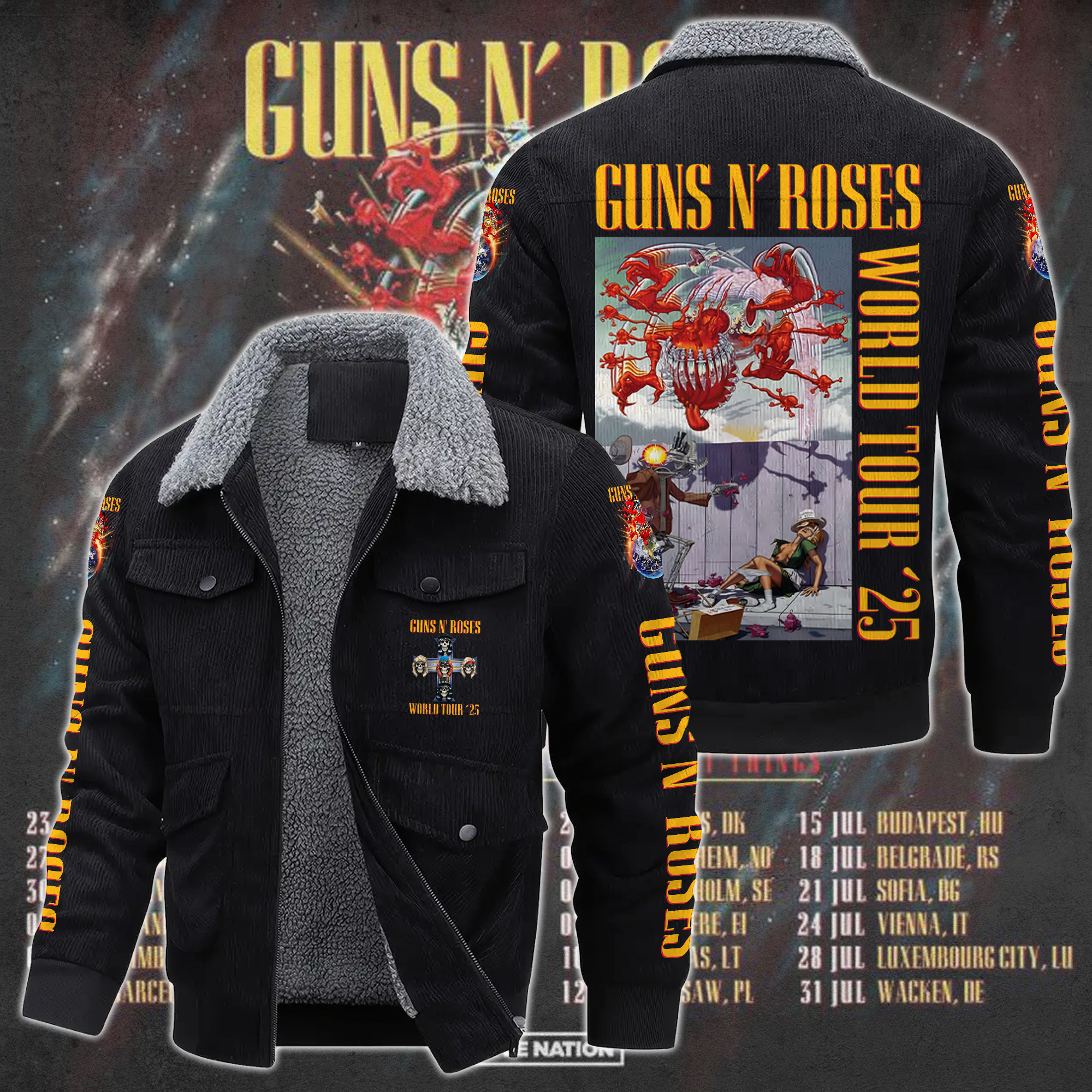 Guns N' Roses Music Style Thermal Cotton Jacket Prim For Fans