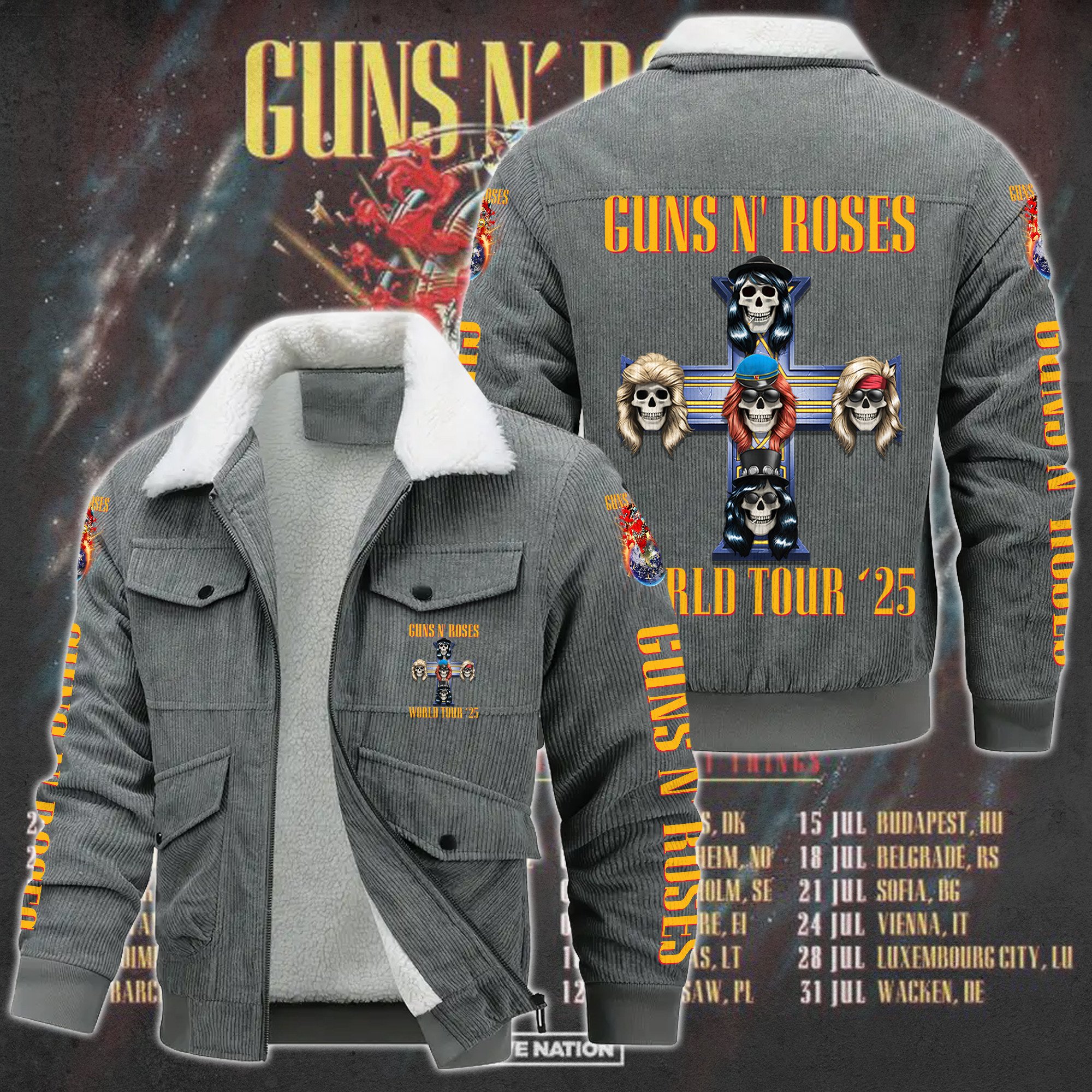 Guns N' Roses Music Style Thermal Cotton Jacket Prim For Fans