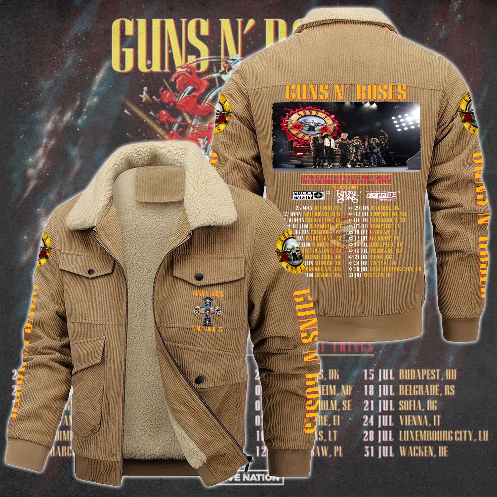 Guns N' Roses Music Style Thermal Cotton Jacket Prim For Fans