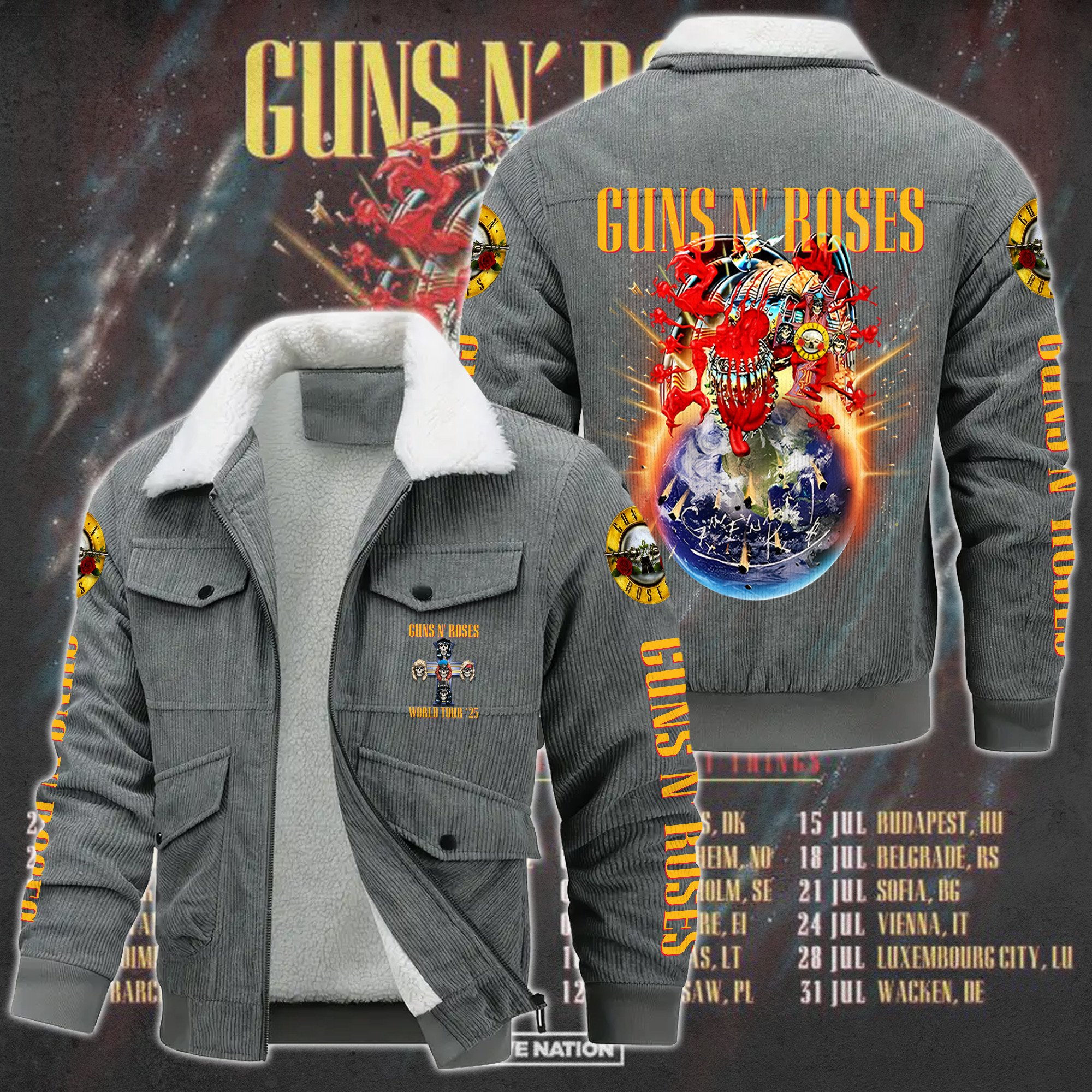 Guns N' Roses Music Style Thermal Cotton Jacket Prim For Fans