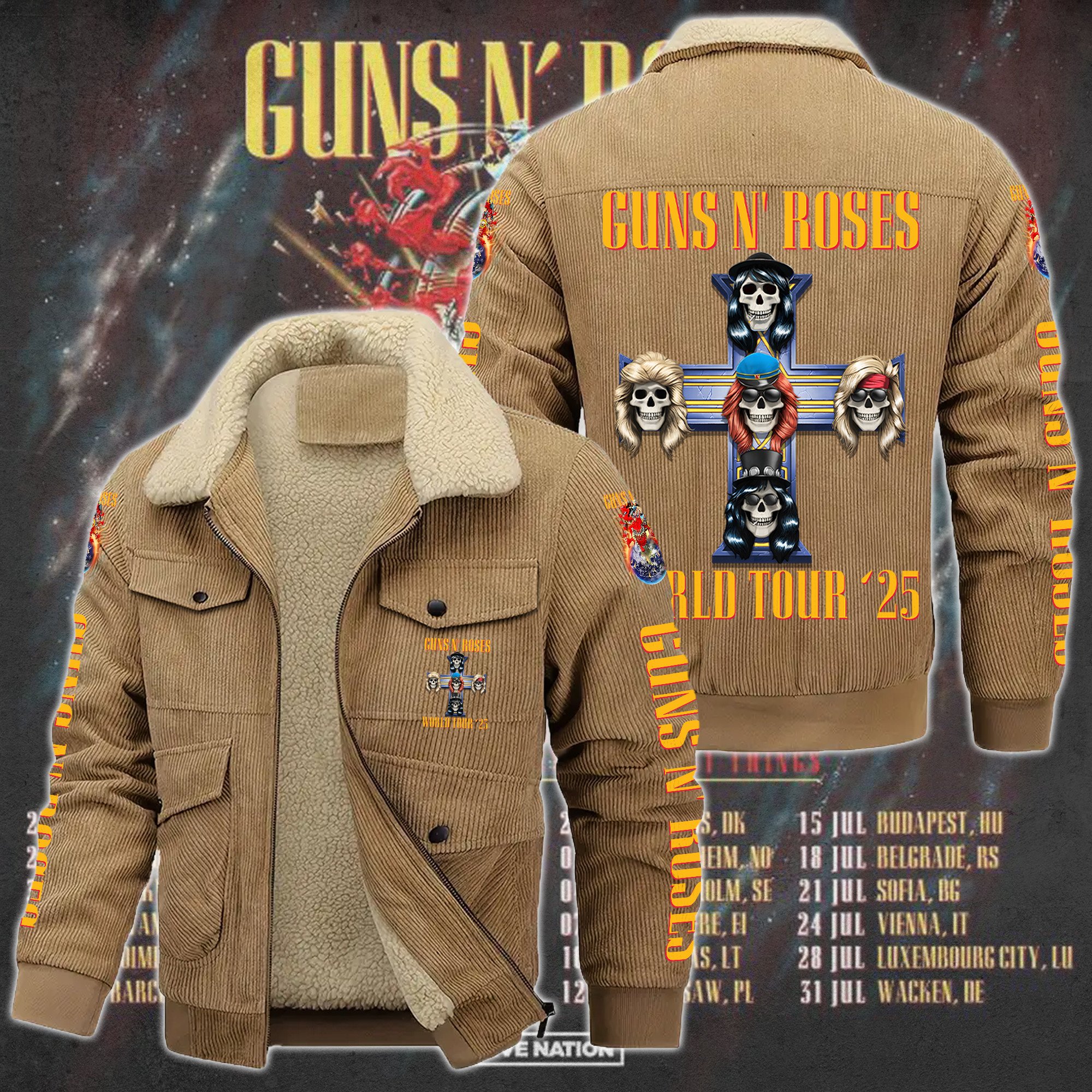 Guns N' Roses Music Style Thermal Cotton Jacket Prim For Fans