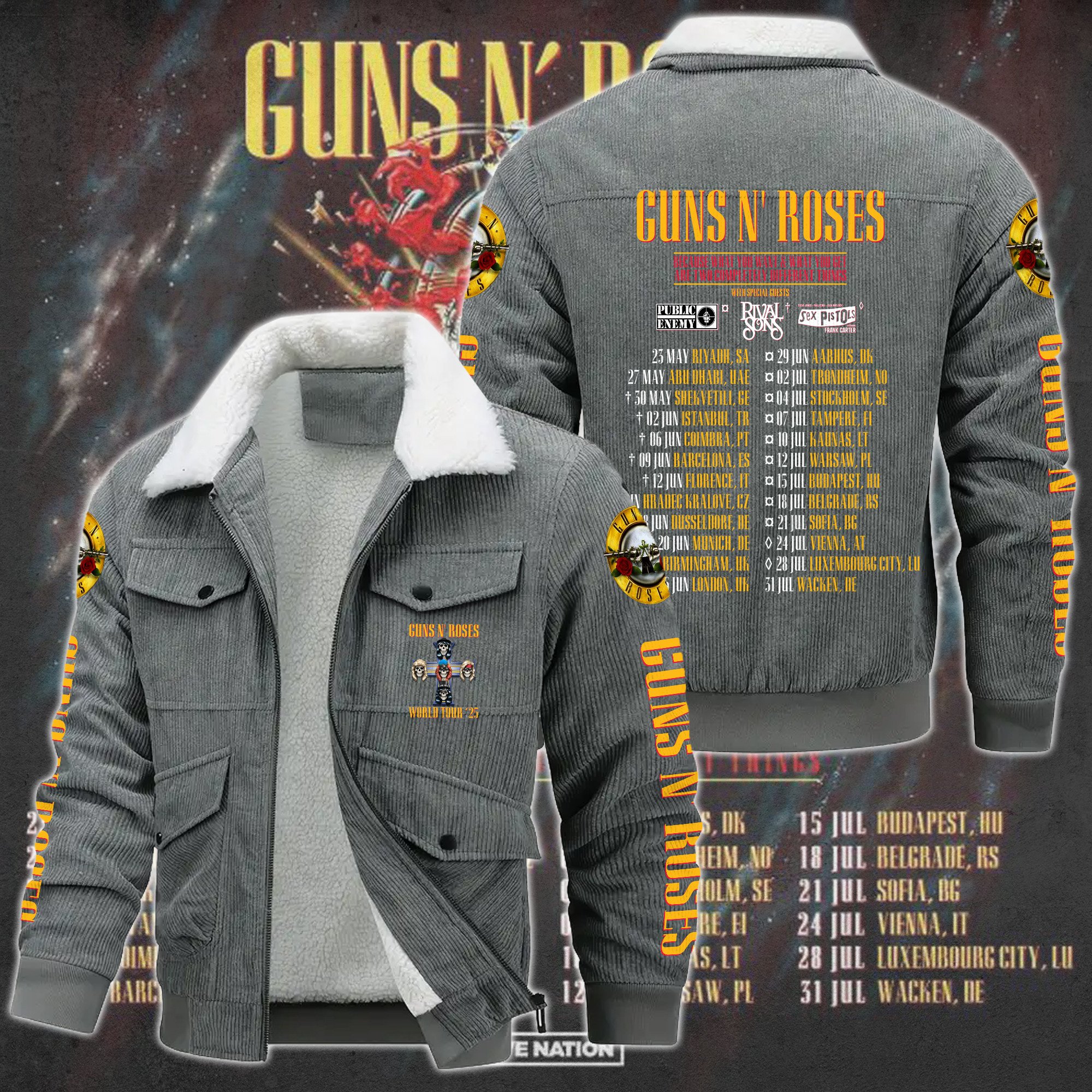 Guns N' Roses Music Style Thermal Cotton Jacket Prim For Fans