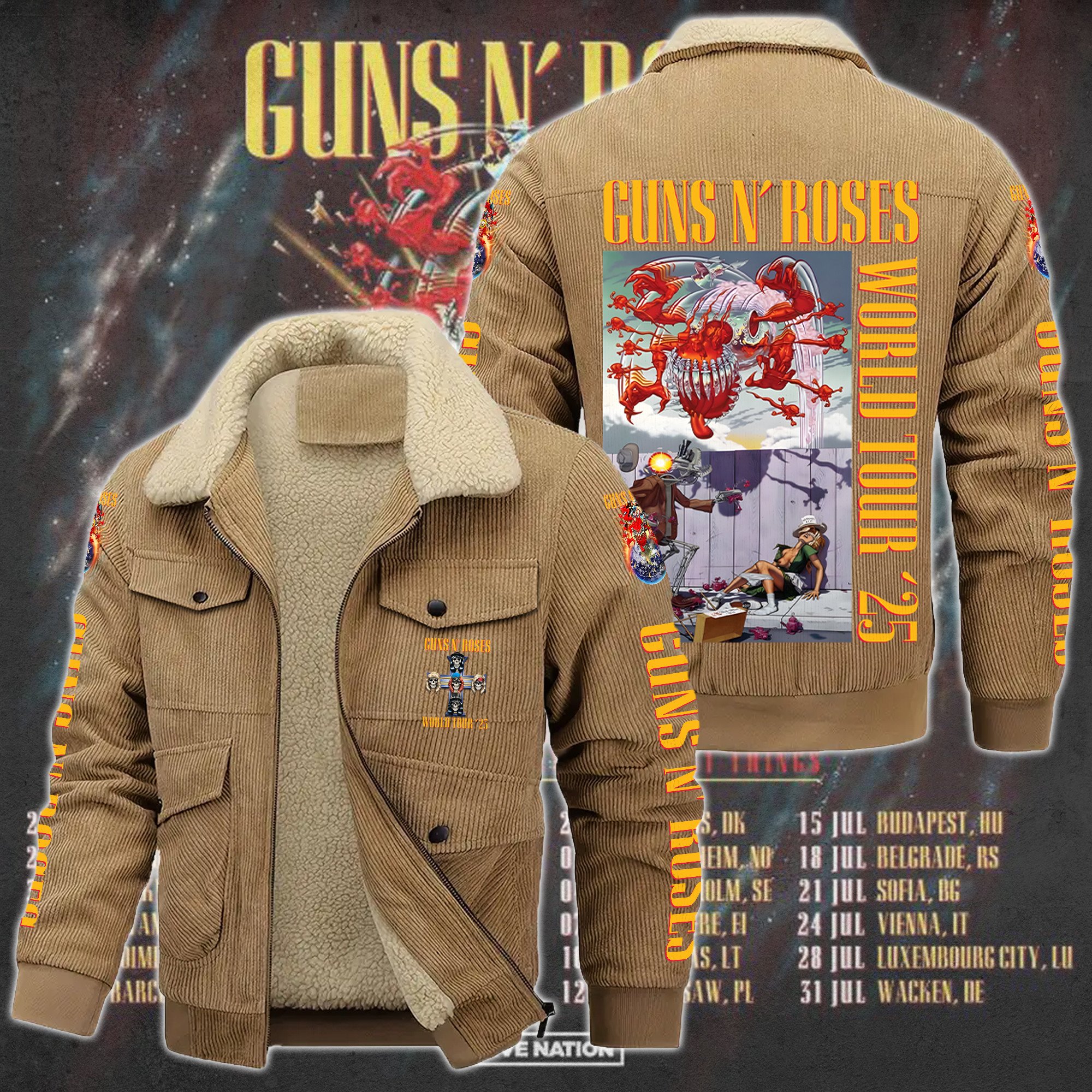 Guns N' Roses Music Style Thermal Cotton Jacket Prim For Fans
