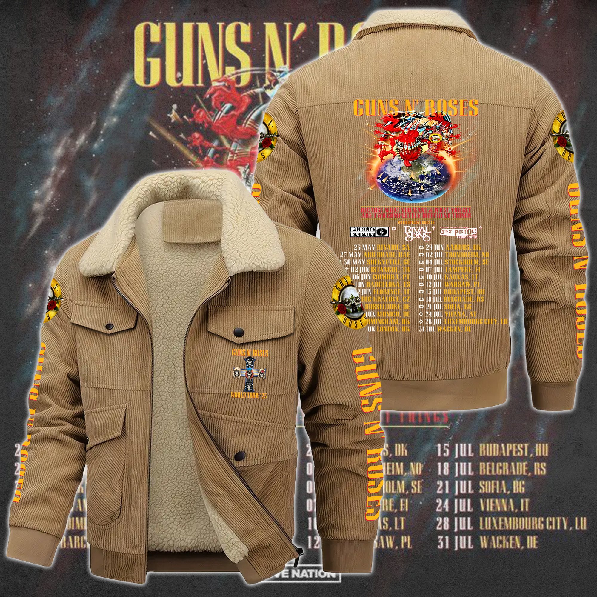 Guns N' Roses Music Style Thermal Cotton Jacket Prim For Fans
