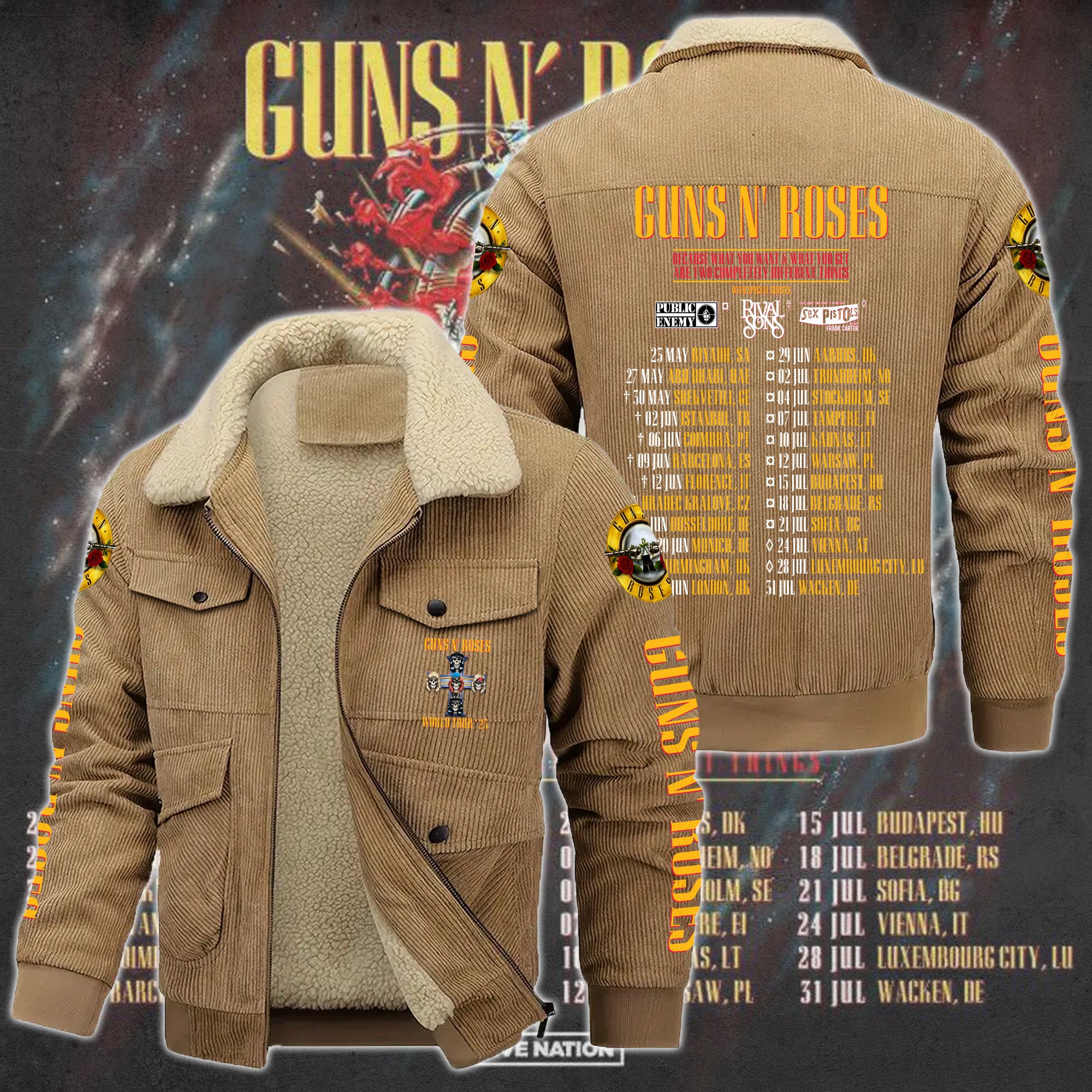 Guns N' Roses Music Style Thermal Cotton Jacket Prim For Fans