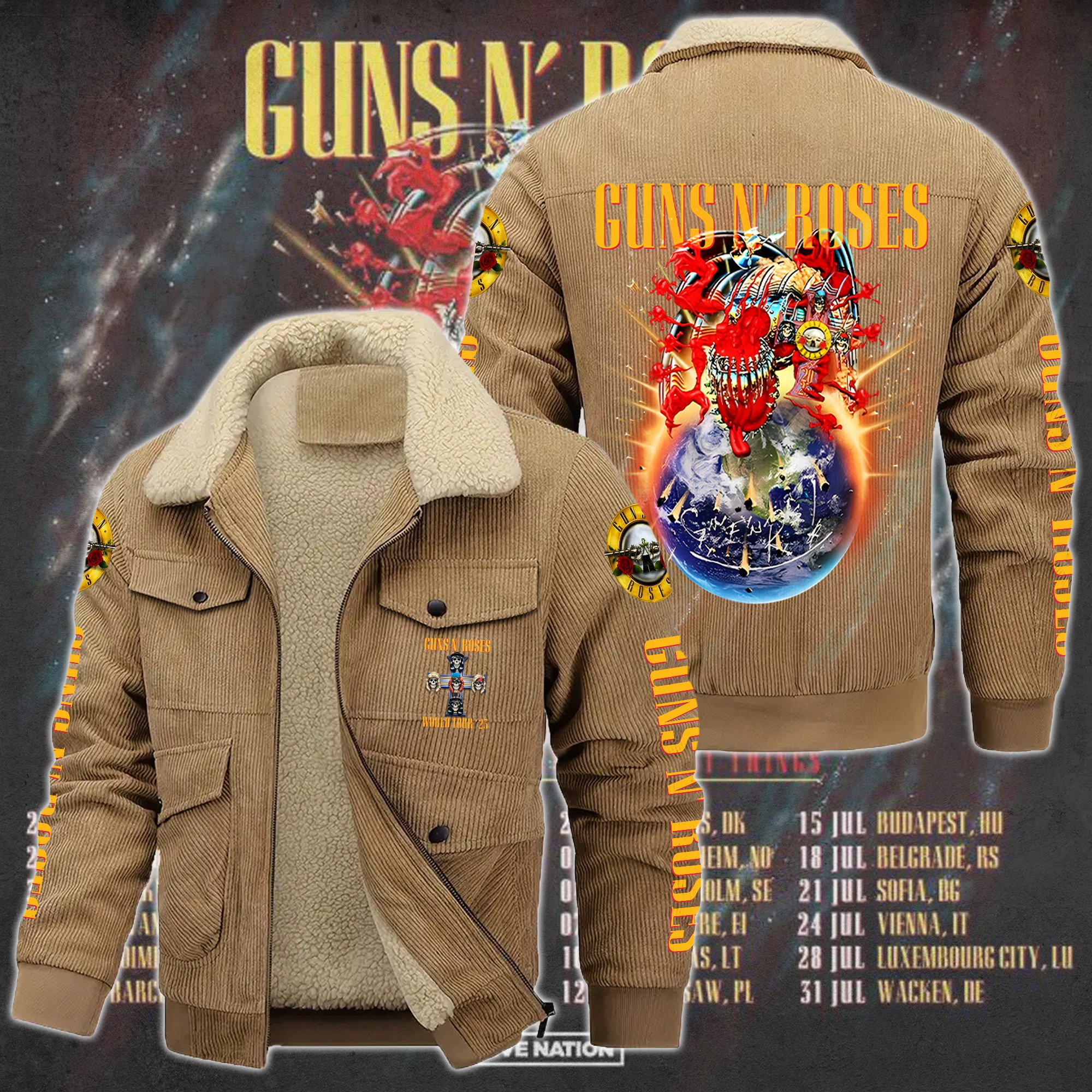Guns N' Roses Music Style Thermal Cotton Jacket Prim For Fans
