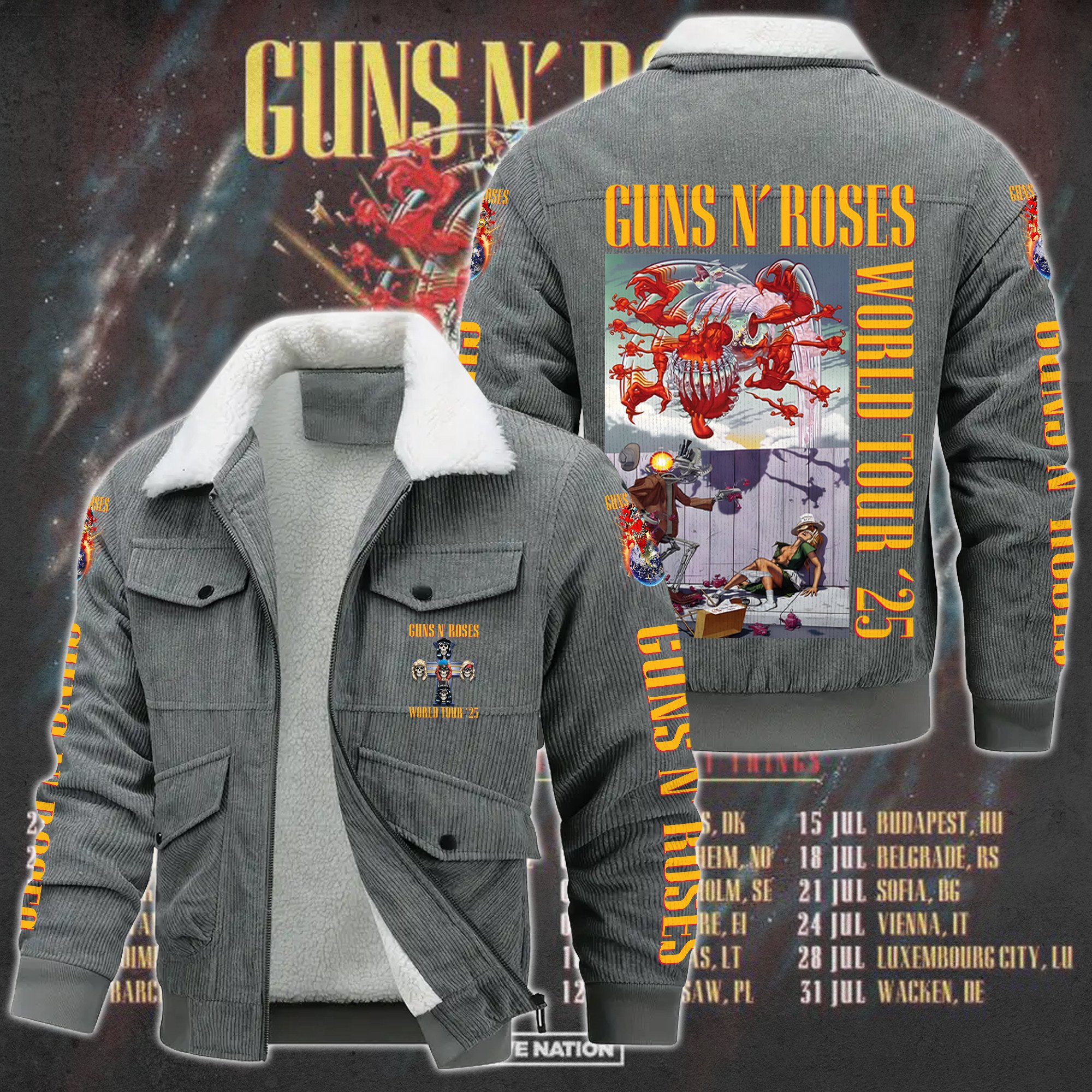 Guns N' Roses Music Style Thermal Cotton Jacket Prim For Fans