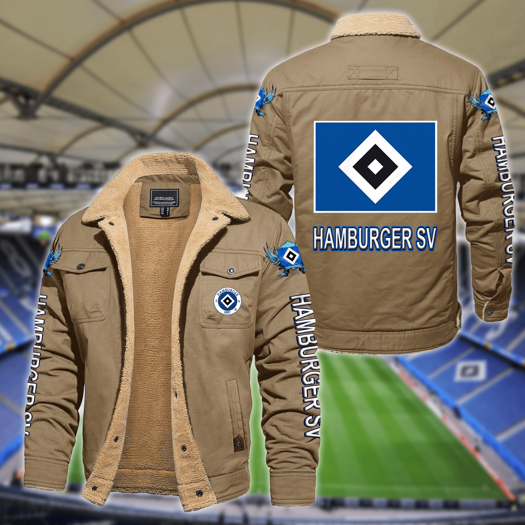 Hamburger SV Bundesliga Style Fleece Thermal Cotton Jacket For Fans
