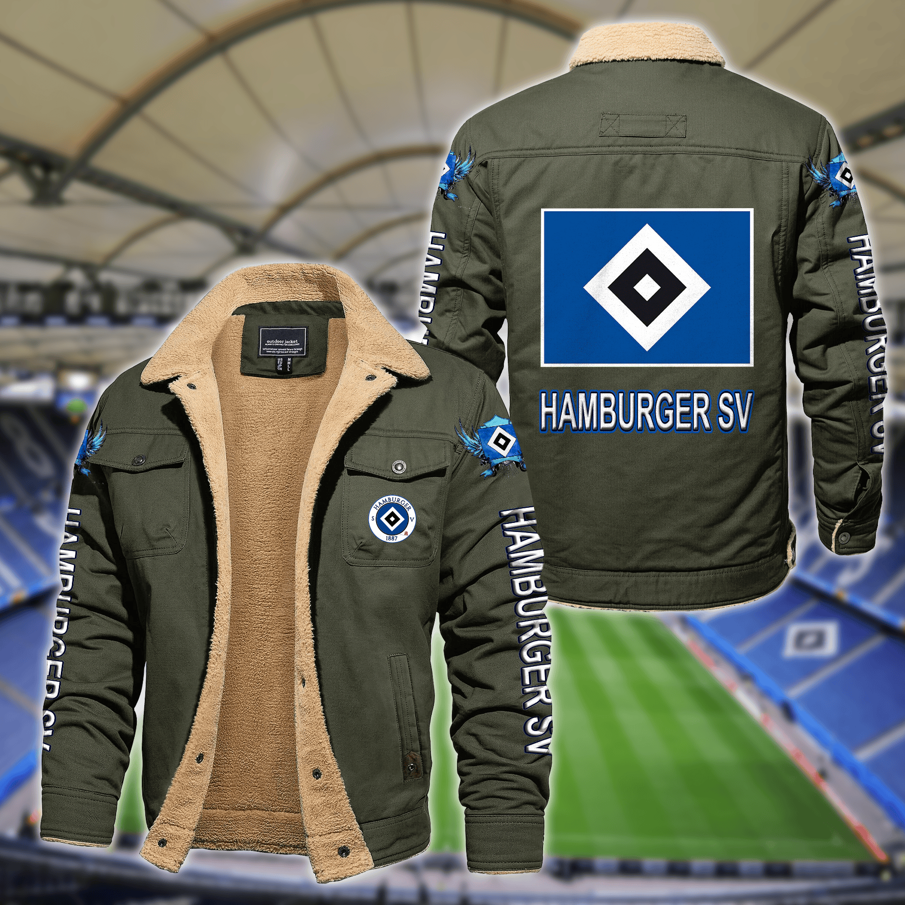 Hamburger SV Bundesliga Style Fleece Thermal Cotton Jacket For Fans