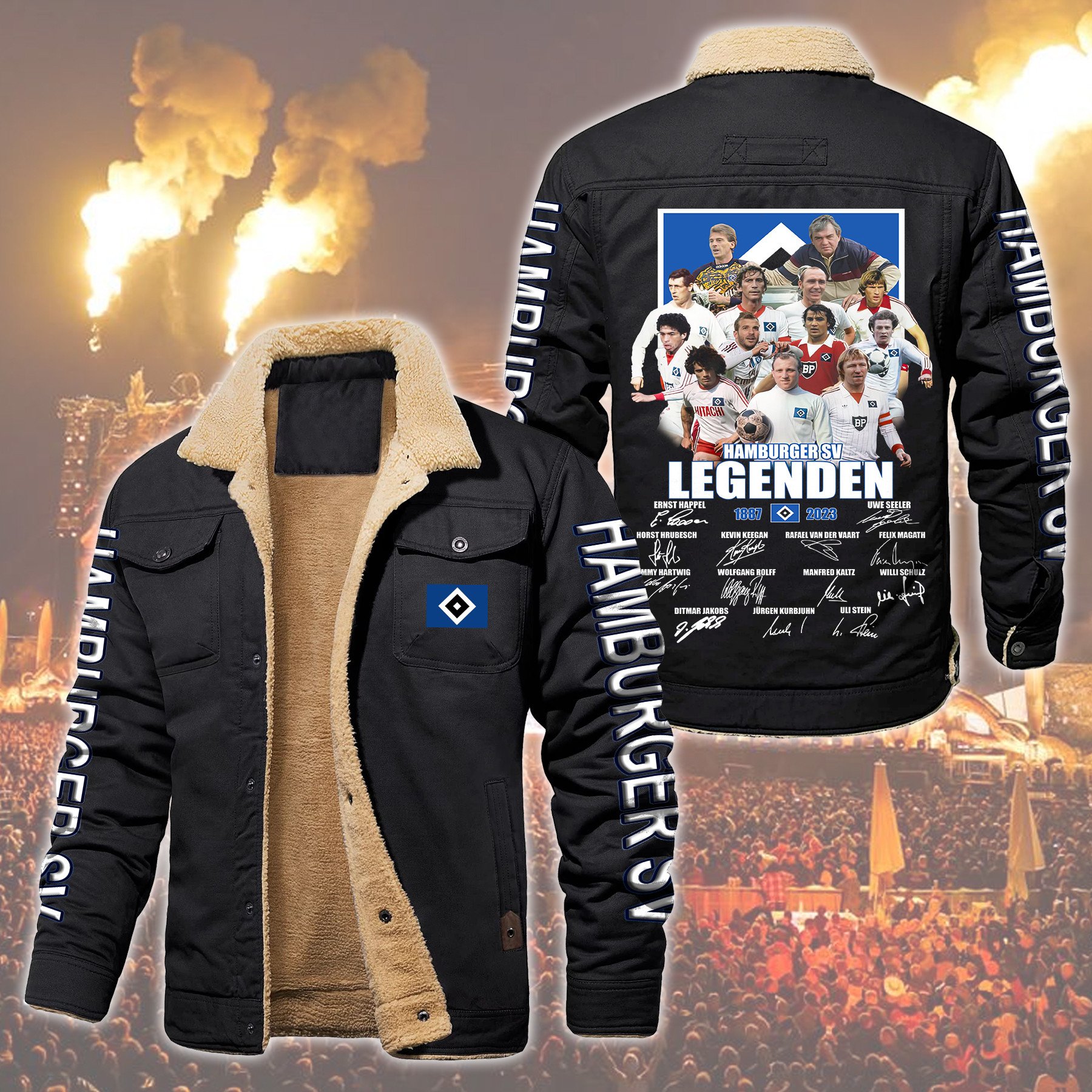 Hamburger SV Bundesliga Style Fleece Thermal Cotton Jacket For Fans