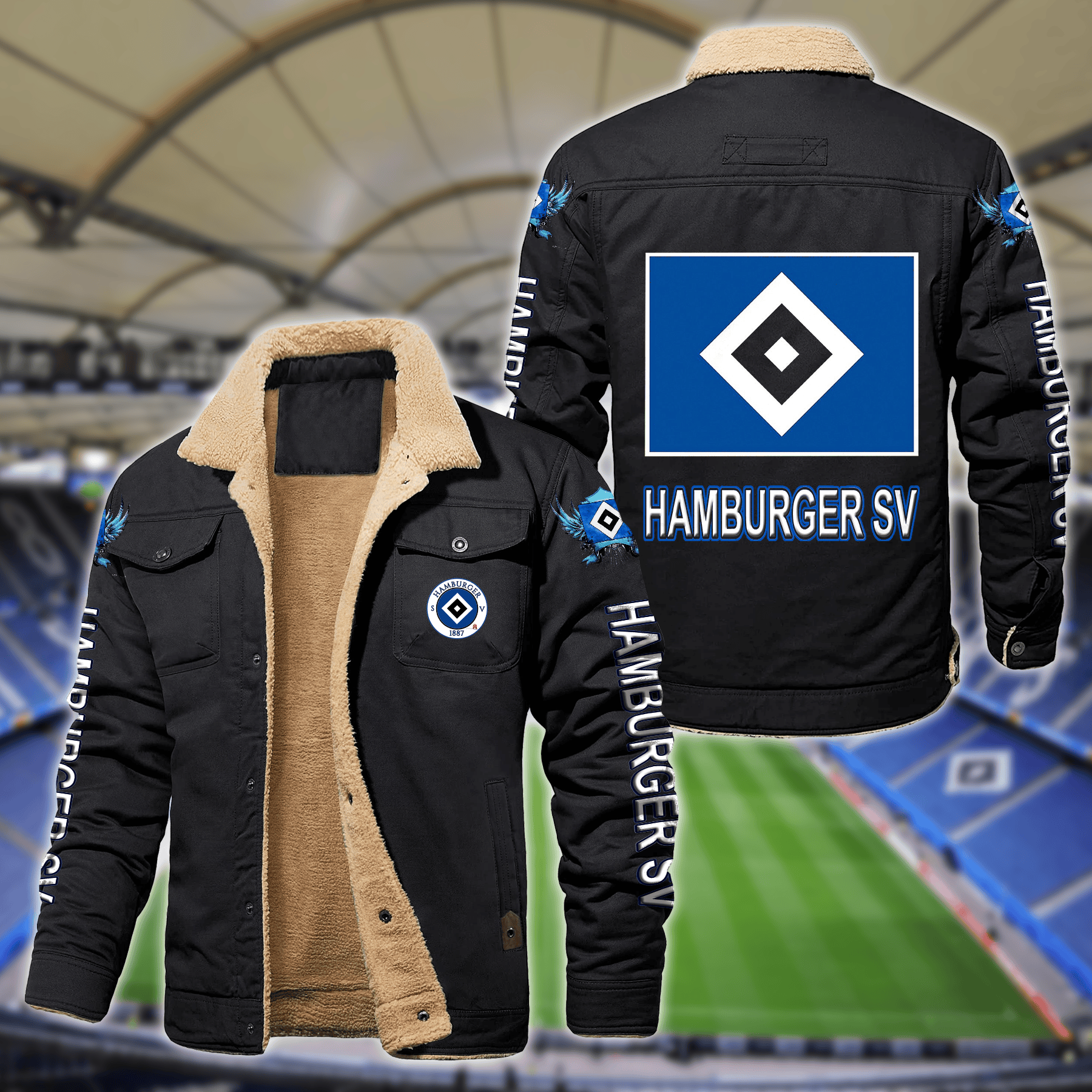 Hamburger SV Bundesliga Style Fleece Thermal Cotton Jacket For Fans