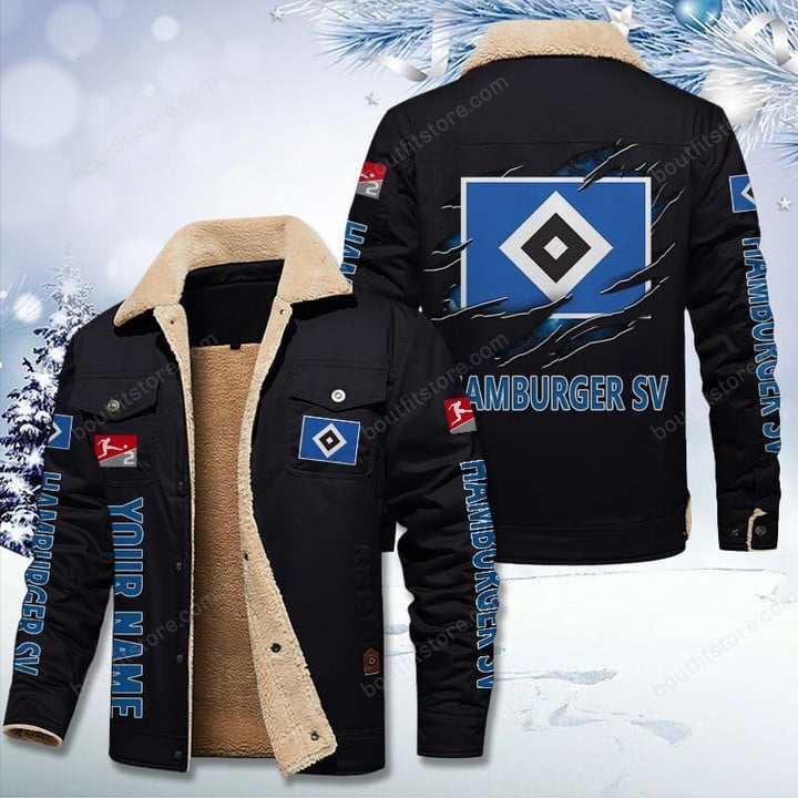 Hamburger SV Bundesliga Style Fleece Thermal Cotton Jacket For Fans