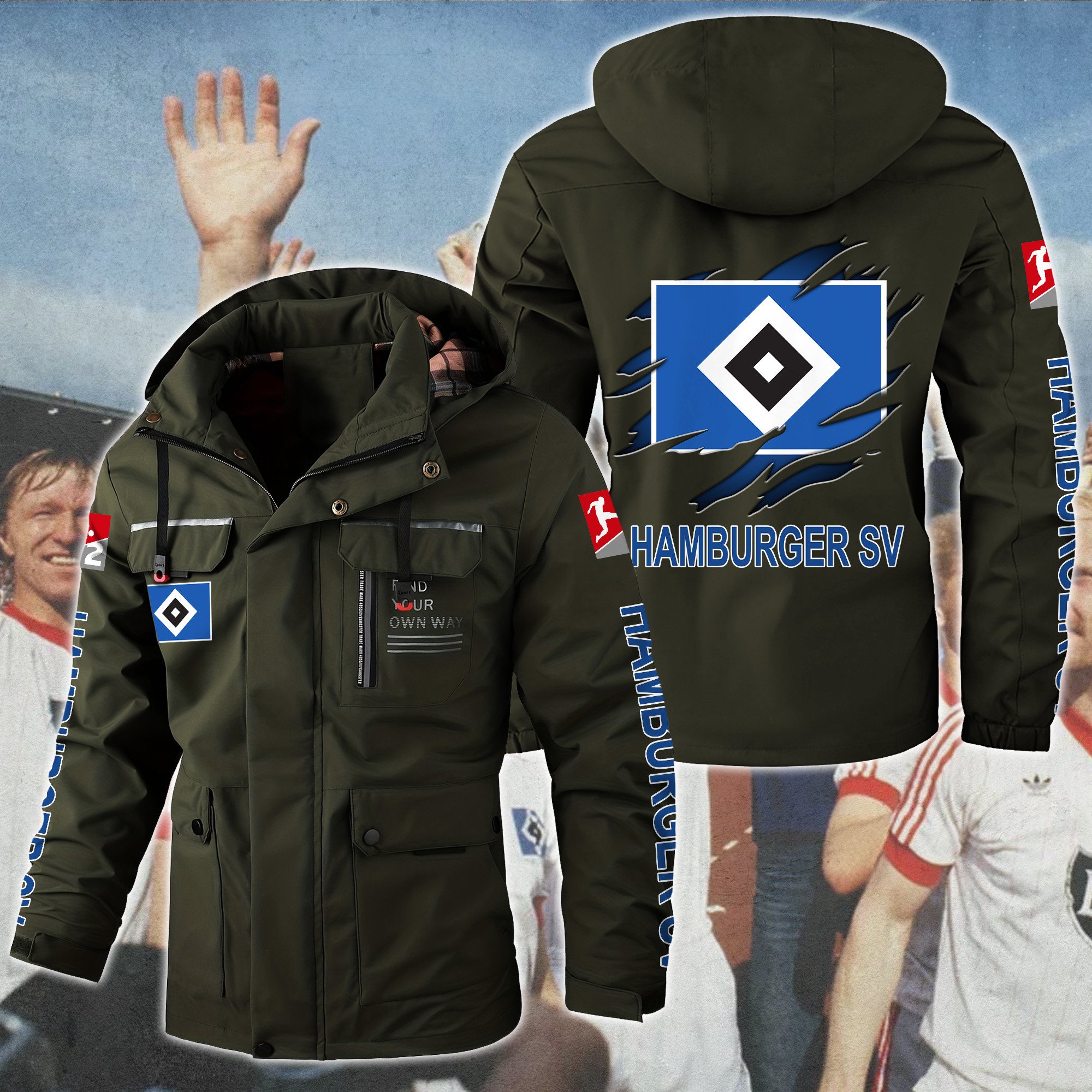 Hamburger SV Bundesliga Style Parka Jacket For Fans