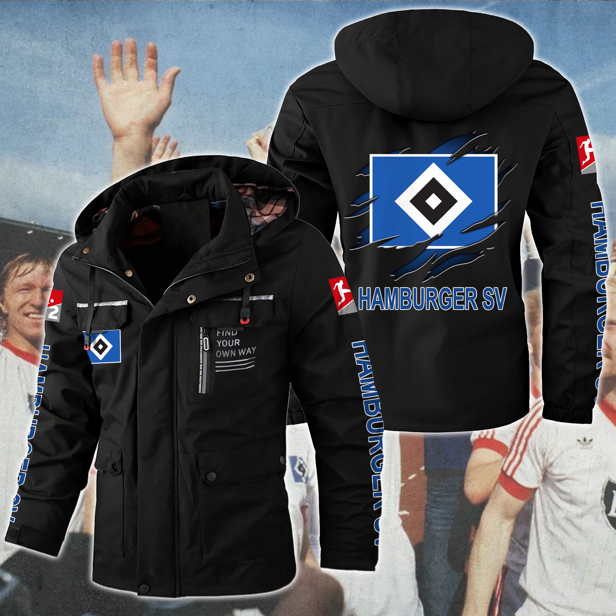 Hamburger SV Bundesliga Style Parka Jacket For Fans