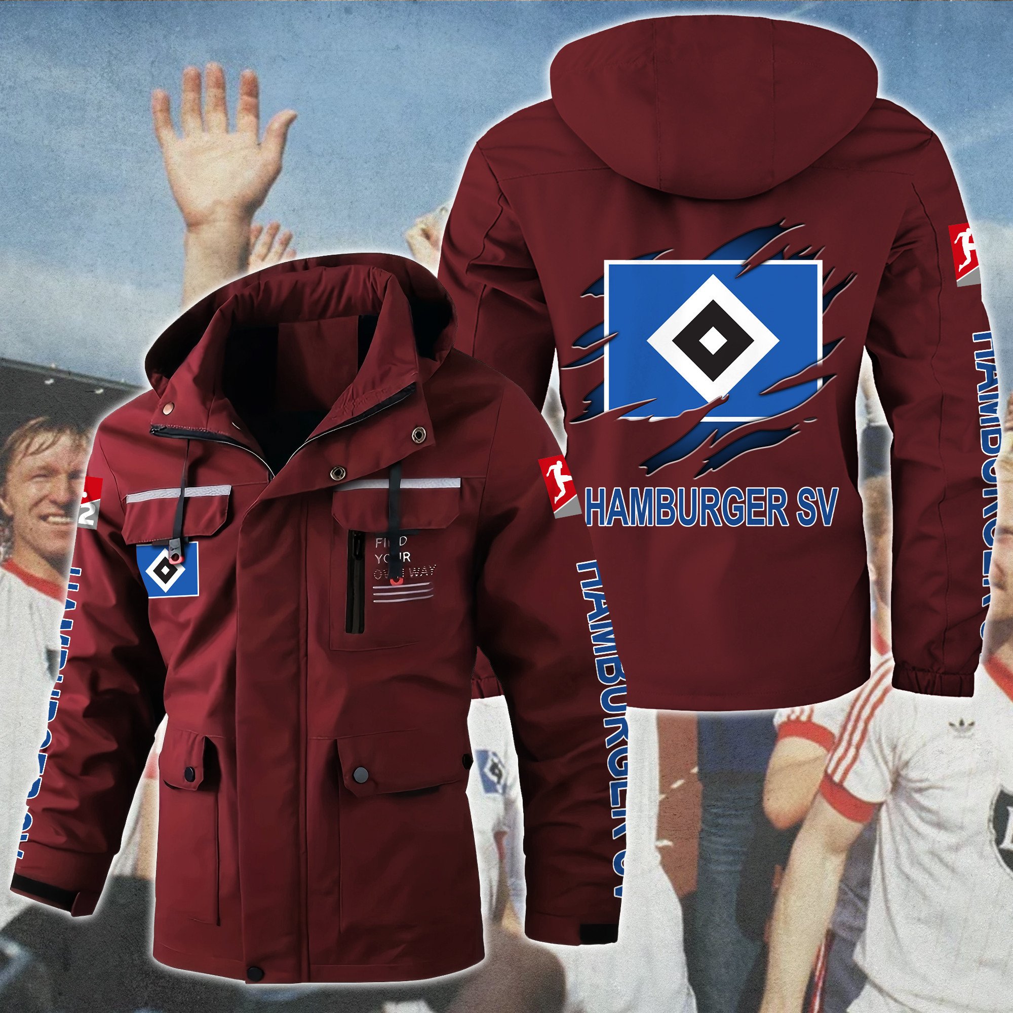 Hamburger SV Bundesliga Style Parka Jacket For Fans