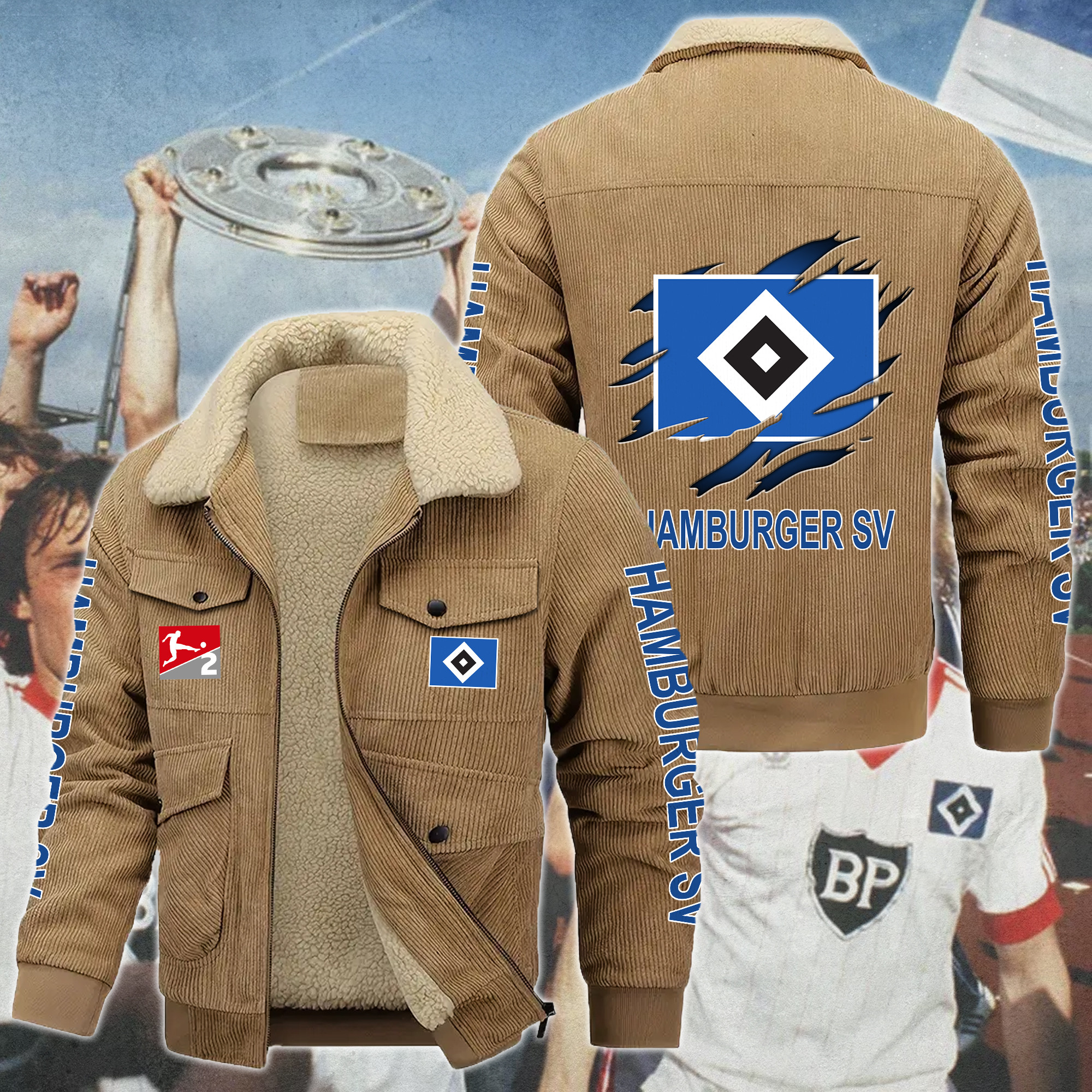 Hamburger SV Bundesliga Style Thermal Cotton Jacket Prim For Fans