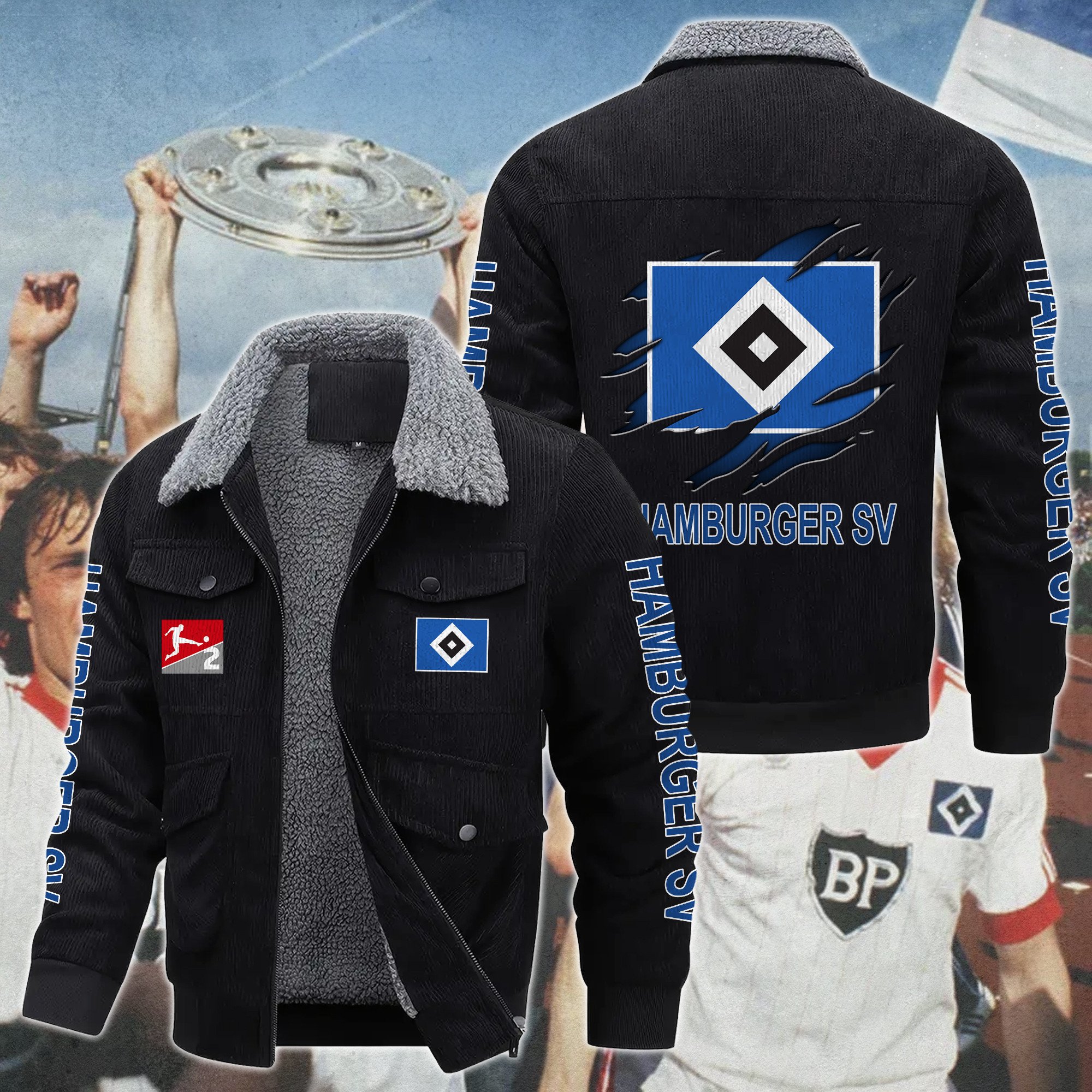 Hamburger SV Bundesliga Style Thermal Cotton Jacket Prim For Fans