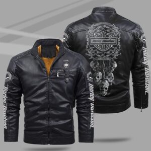 Harley-Davidson Car Style Fleece Lined Leather Jacket For Fans