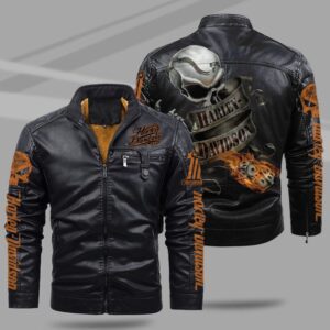Harley-Davidson Car Style Fleece Lined Leather Jacket For Fans
