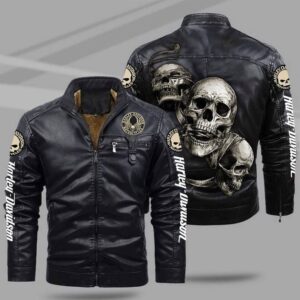 Harley-Davidson Car Style Fleece Lined Leather Jacket For Fans