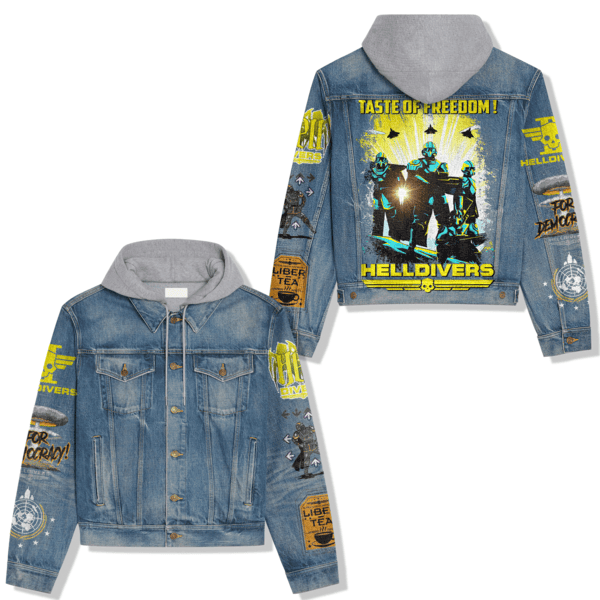 Helldivers Games Style Hooded Denim Jacket For Fans