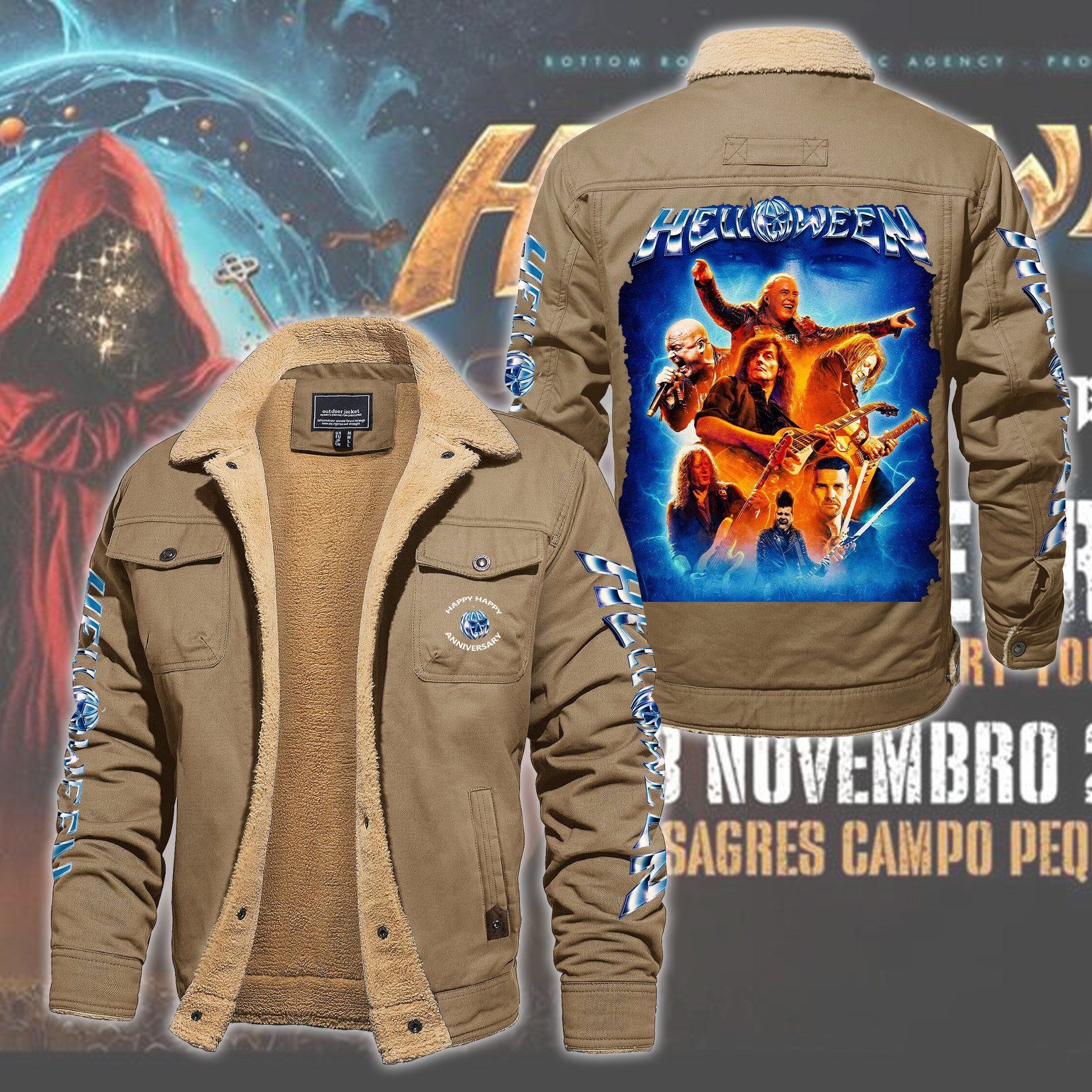 Helloween Music Style Fleece Thermal Cotton Jacket For Fans