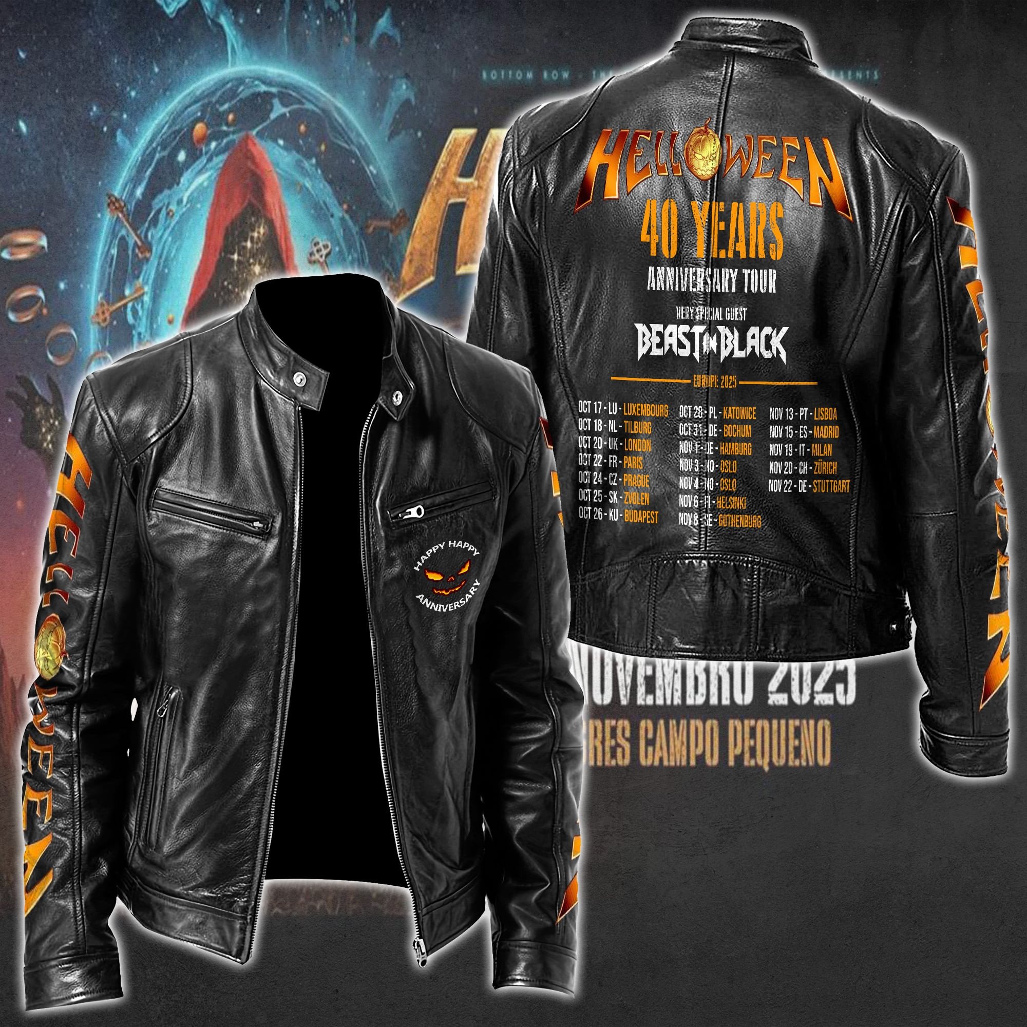 Helloween Music Style Leather Jacket For Fans