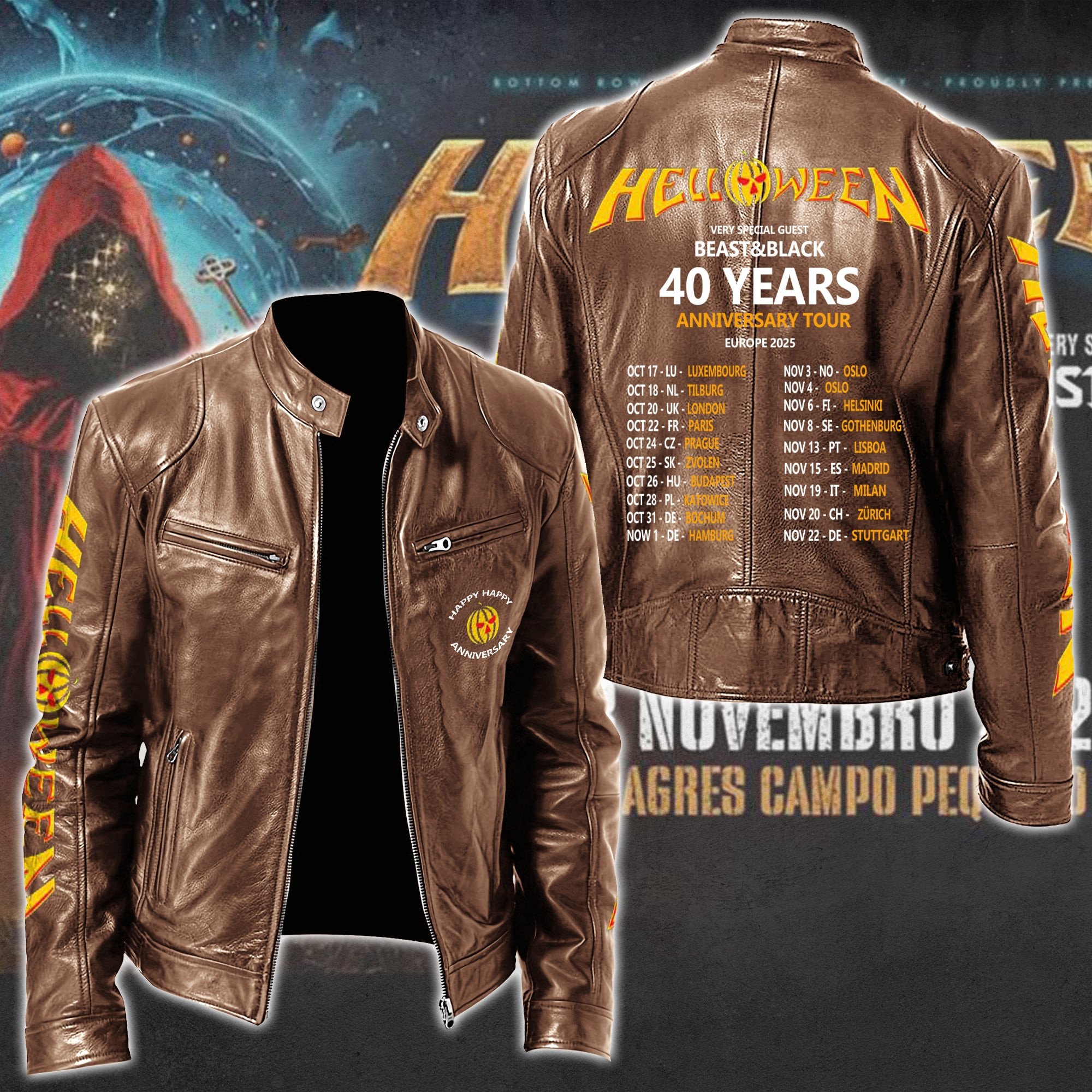 Helloween Music Style Leather Jacket For Fans