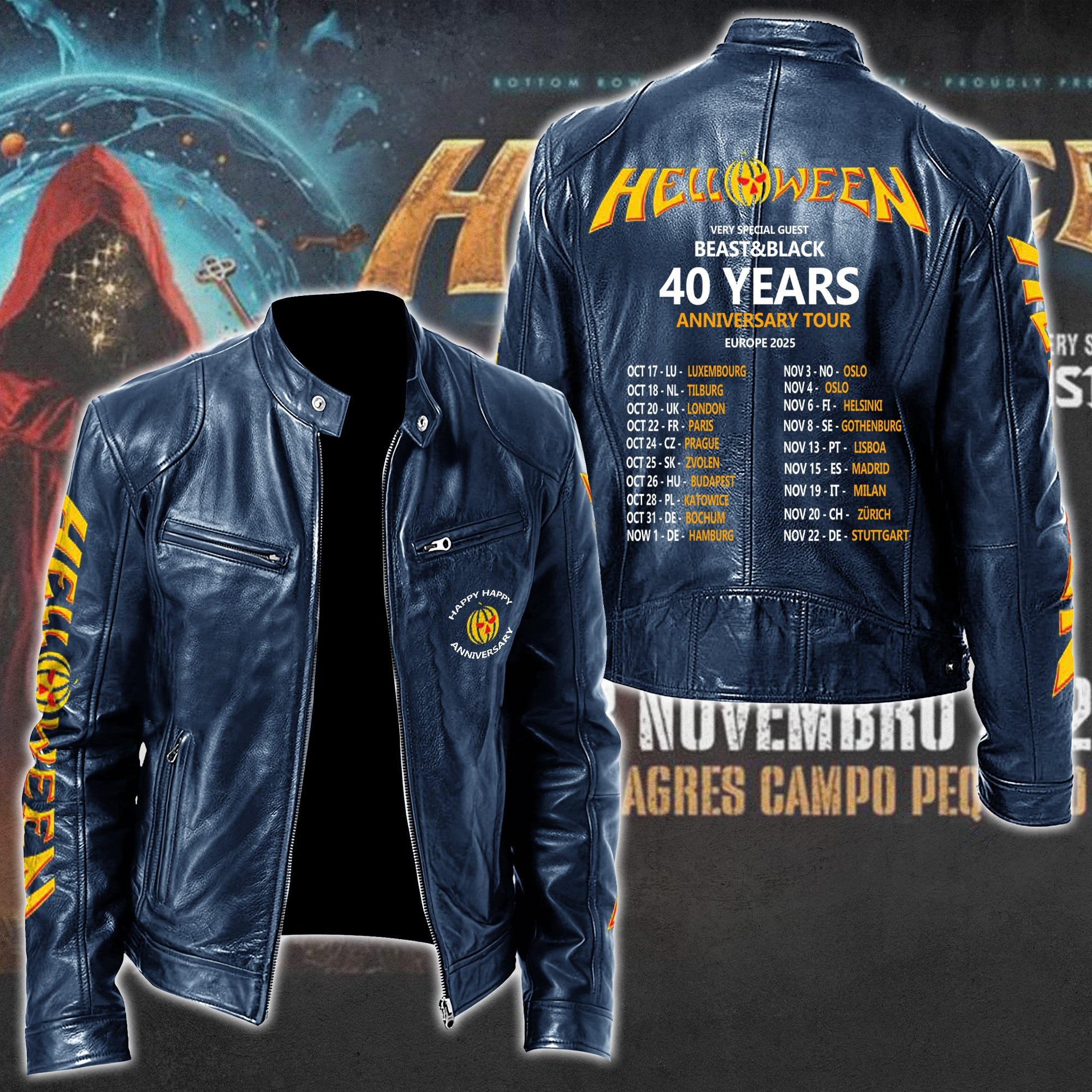 Helloween Music Style Leather Jacket For Fans