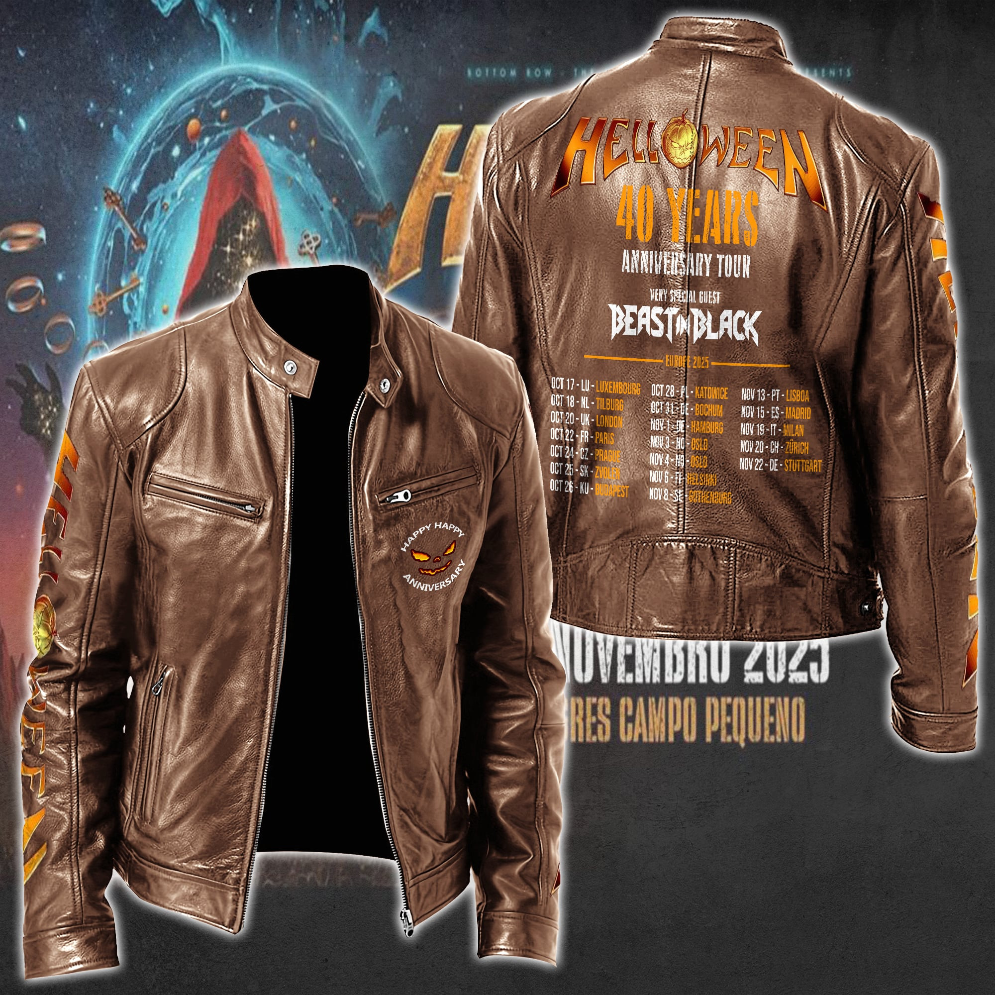 Helloween Music Style Leather Jacket For Fans