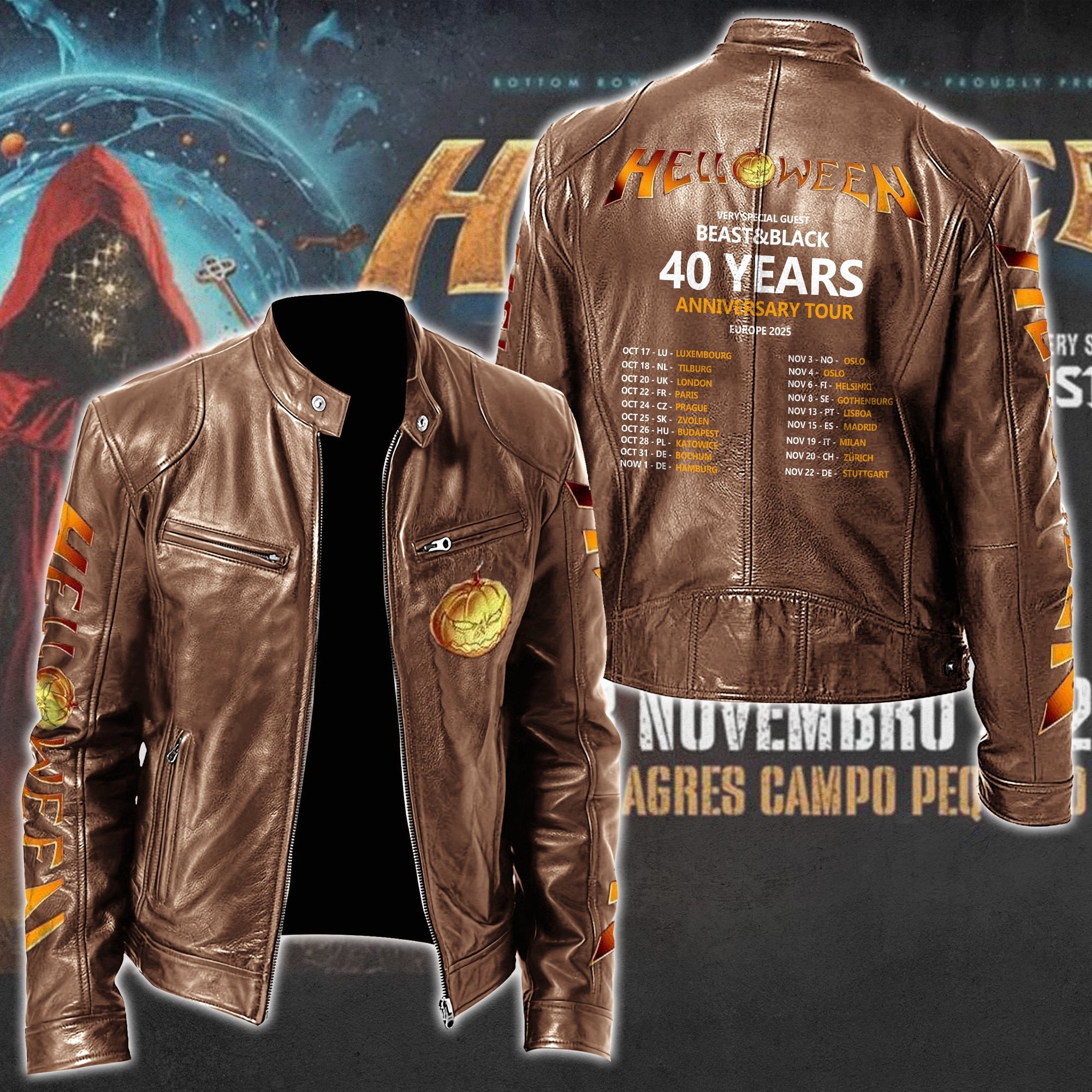 Helloween Music Style Leather Jacket For Fans