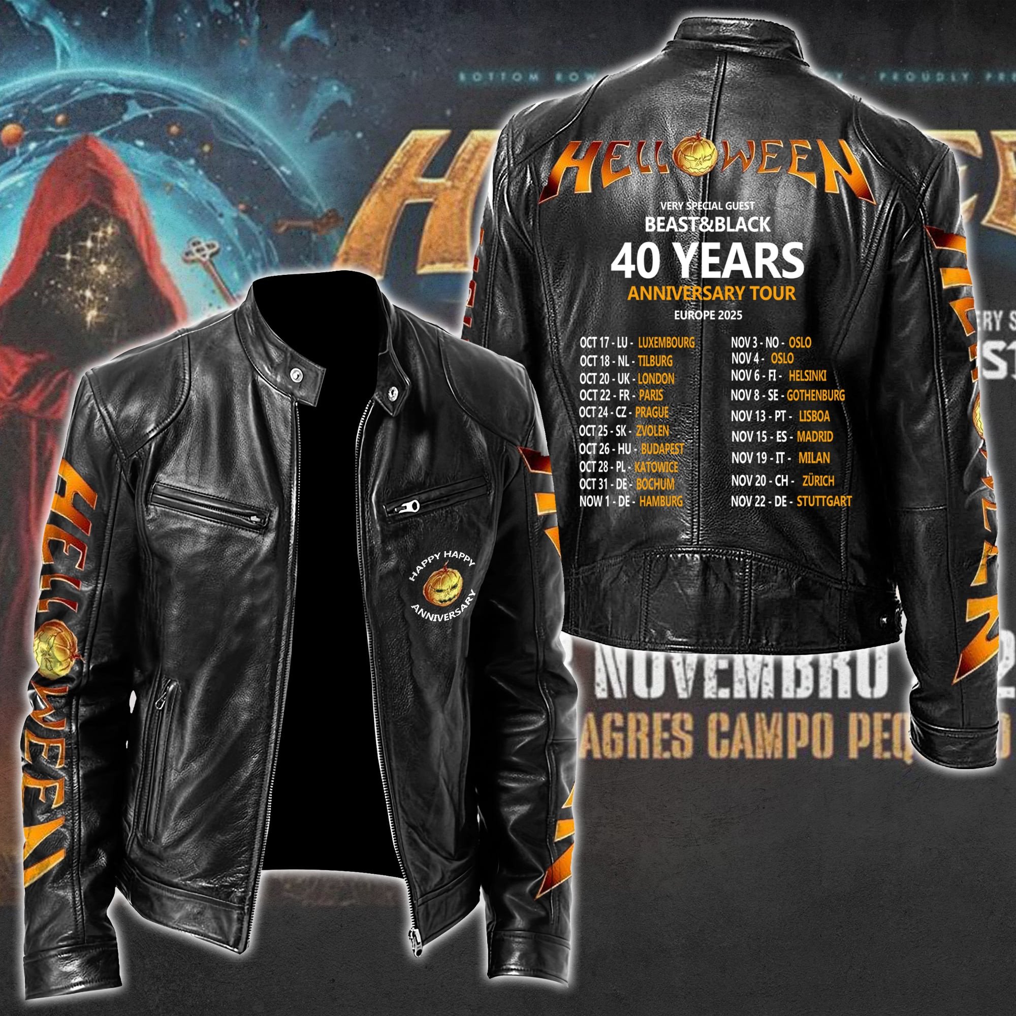 Helloween Music Style Leather Jacket For Fans