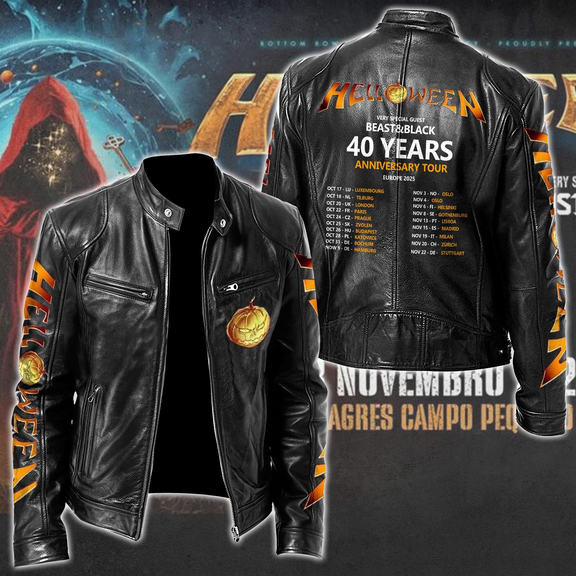 Helloween Music Style Leather Jacket For Fans
