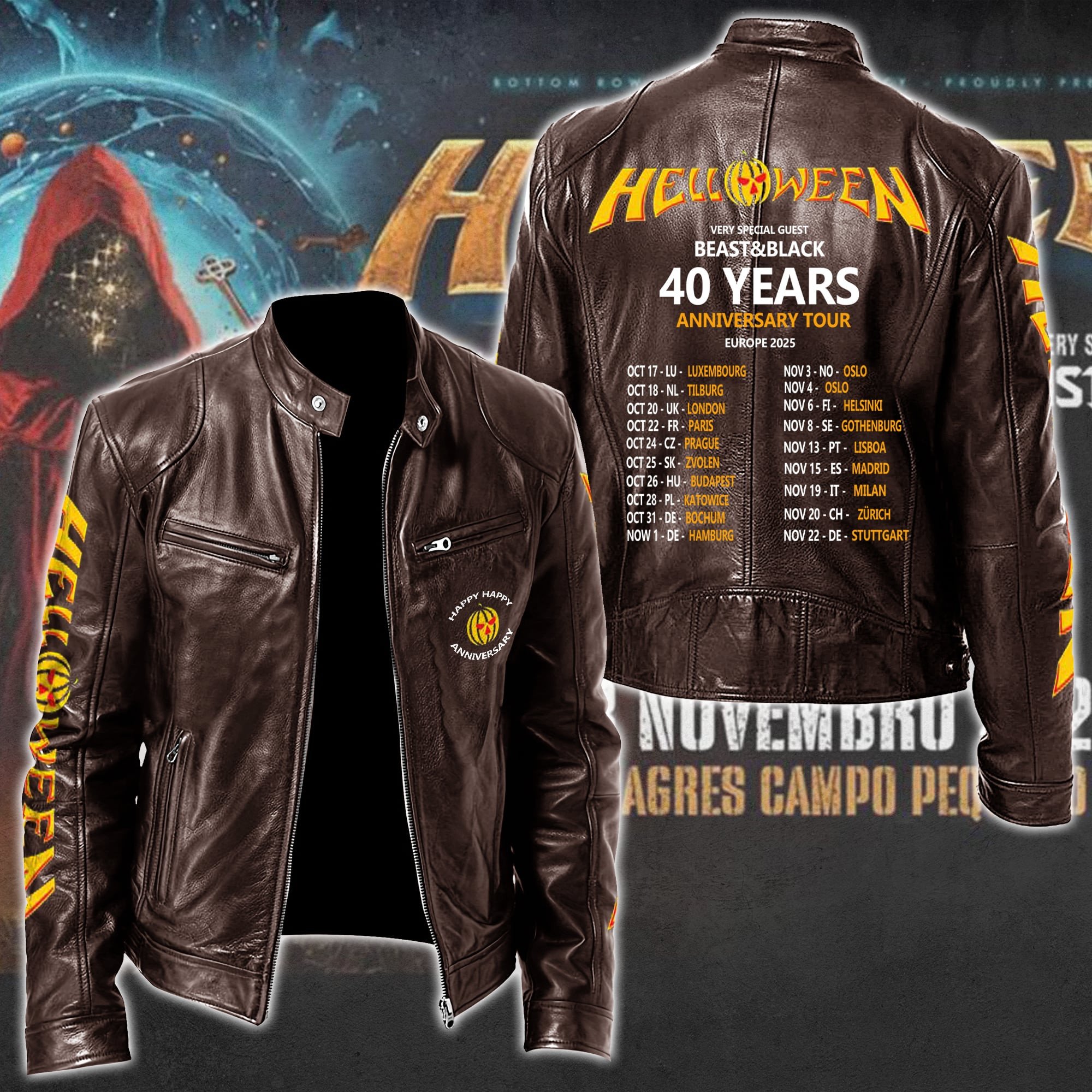 Helloween Music Style Leather Jacket For Fans
