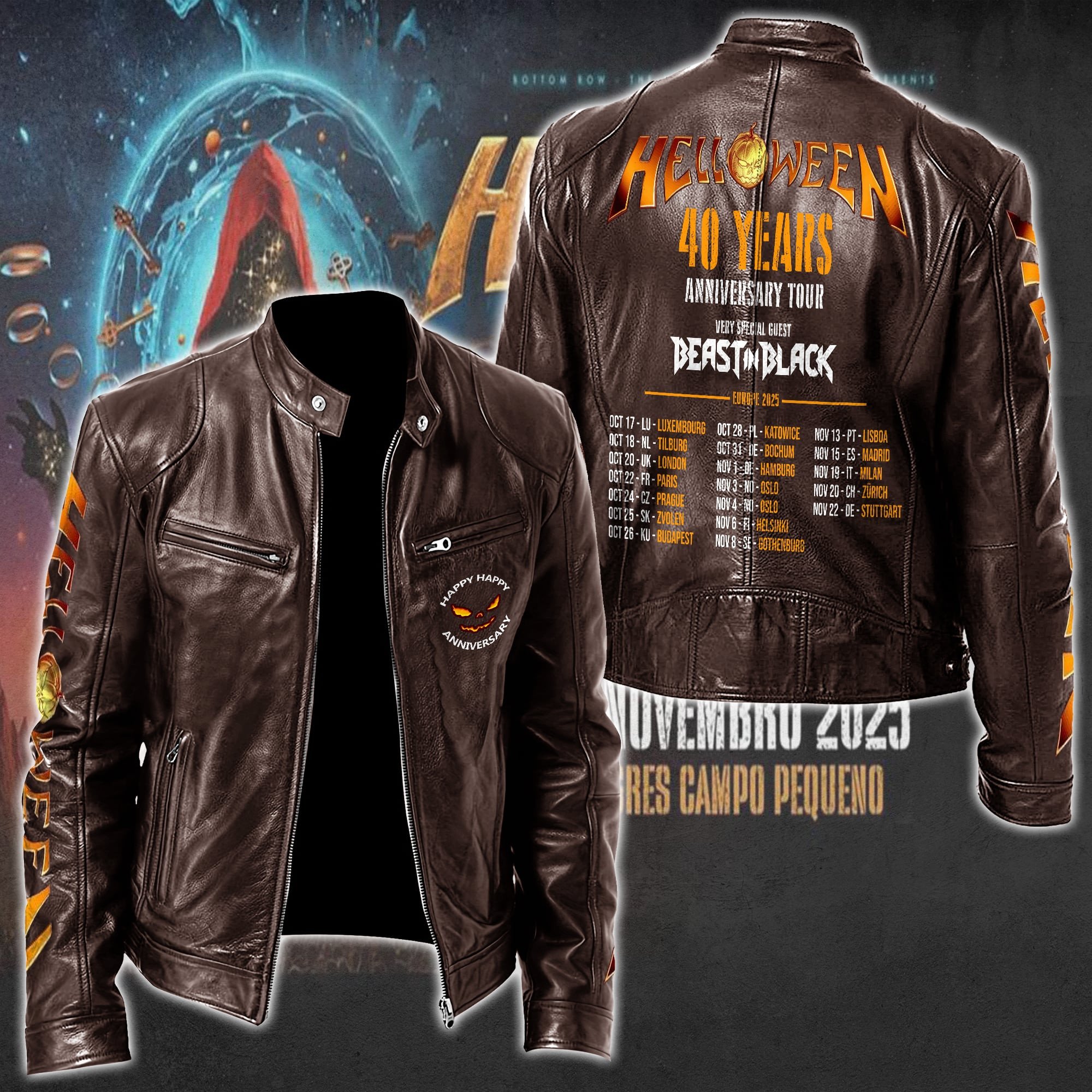 Helloween Music Style Leather Jacket For Fans