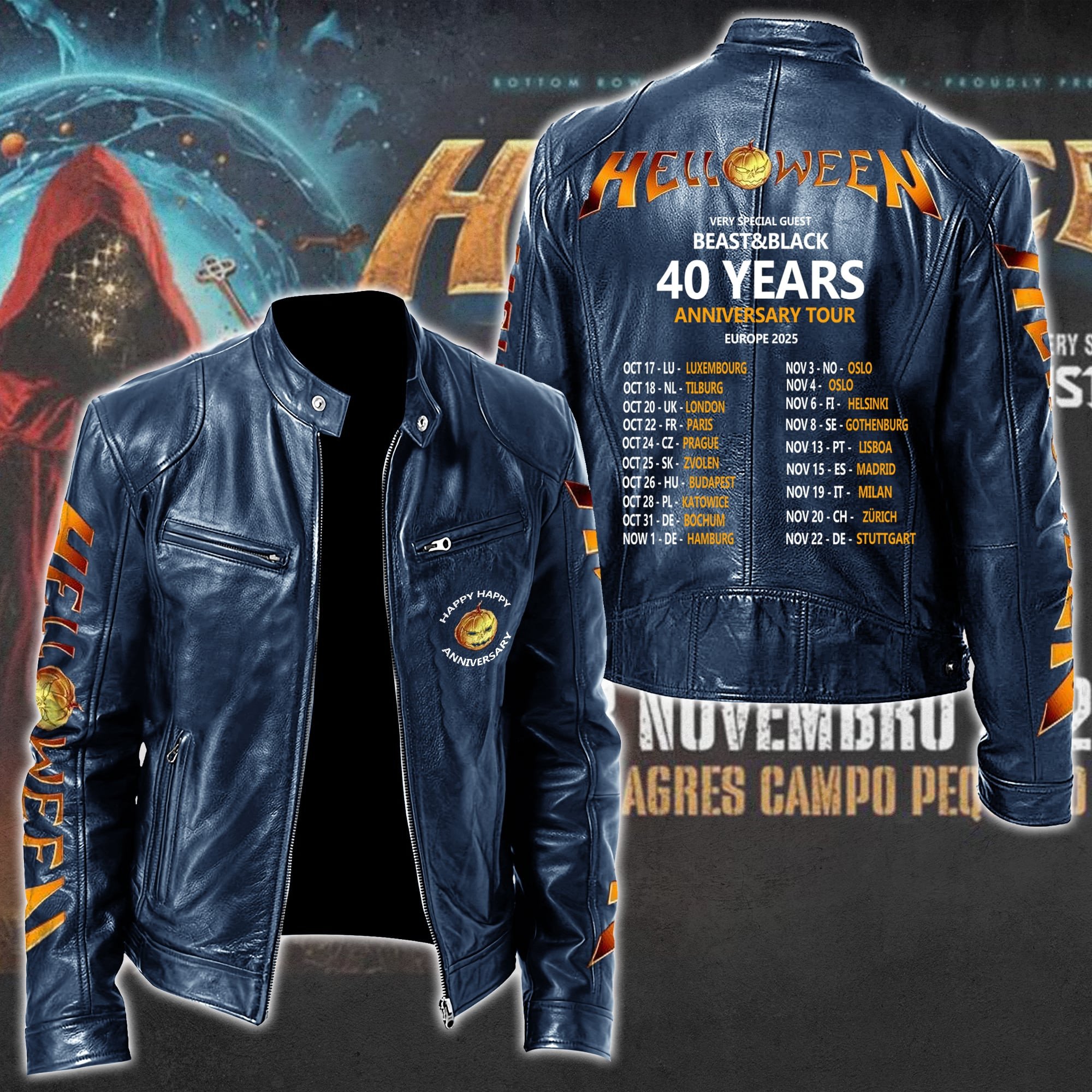 Helloween Music Style Leather Jacket For Fans